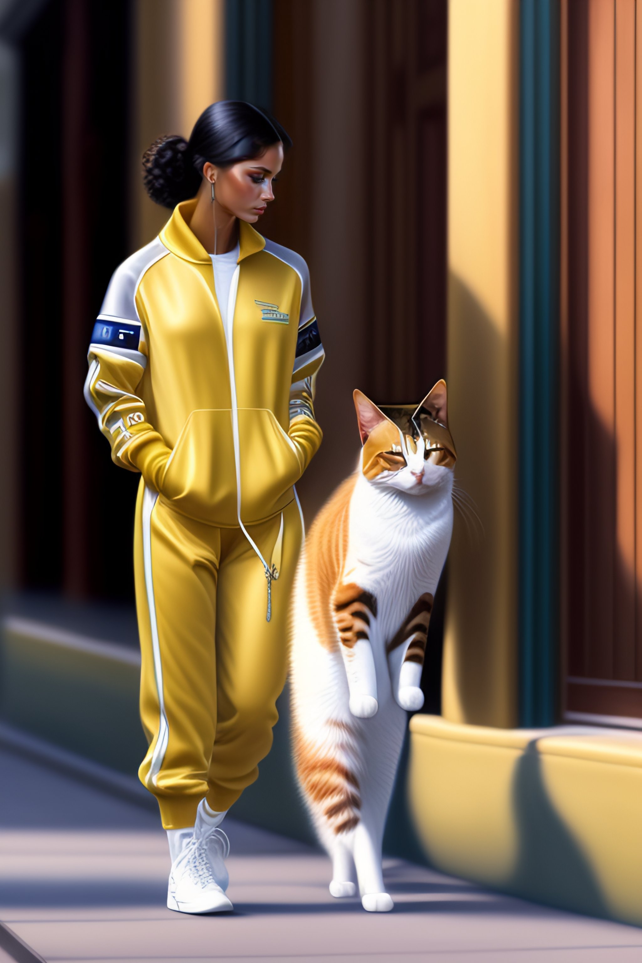 Lexica Cat dressing a balenciaga tracksuit, by steve hanks, by lisa