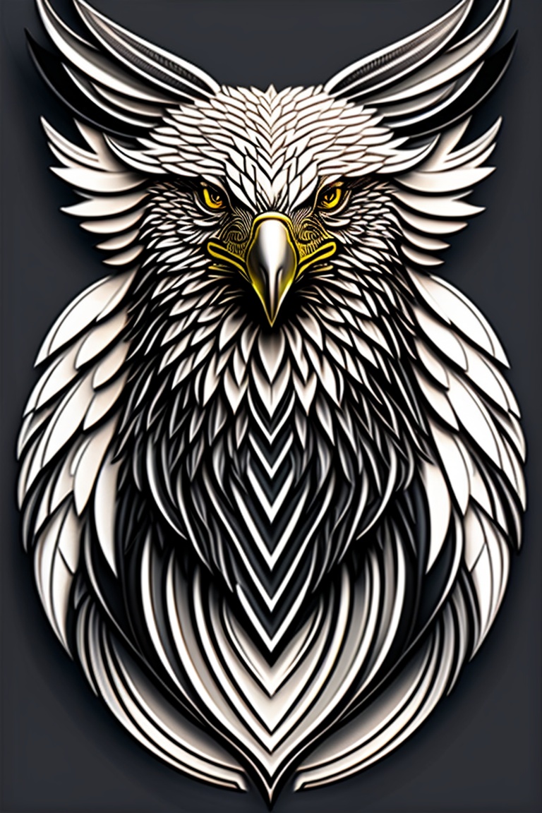 Lexica - Symmetry, one eagle head and only facing front, glare, black ...