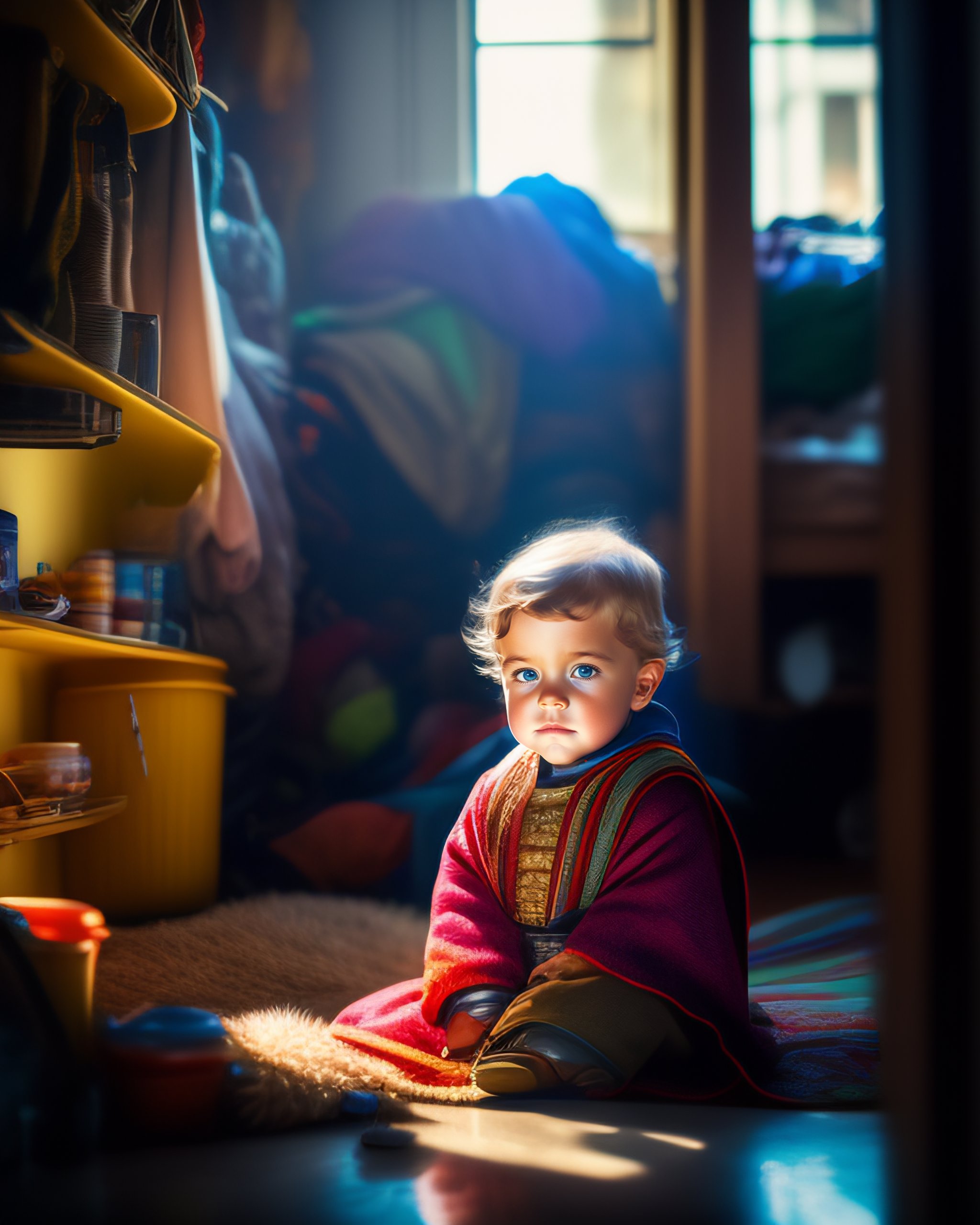 Lexica - Wide angle Environmental shot of obi wan kenobi as toddler in ...