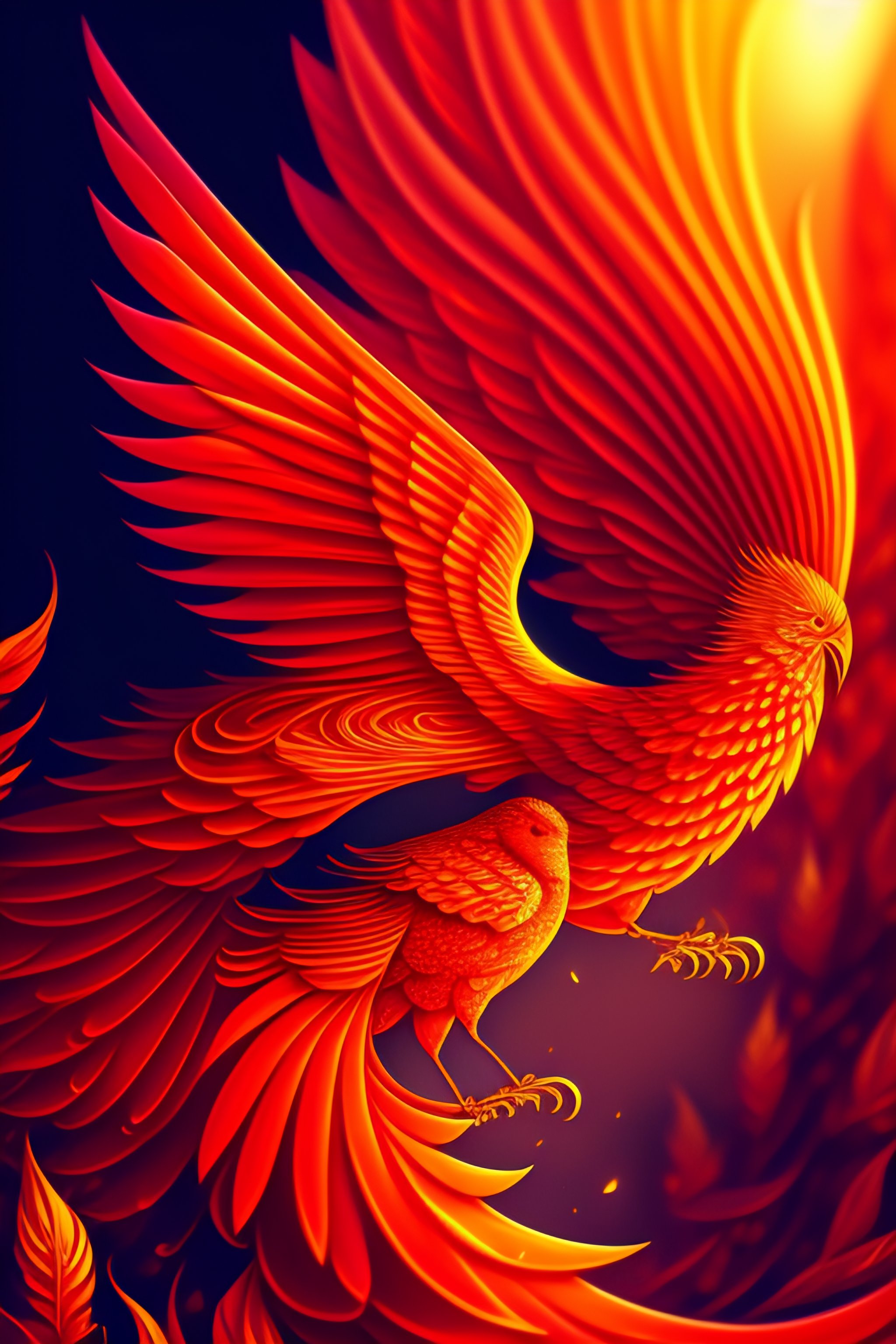 Lexica - Red Paper + An Intricate Phoenix Depiction + Elaborate Golden 