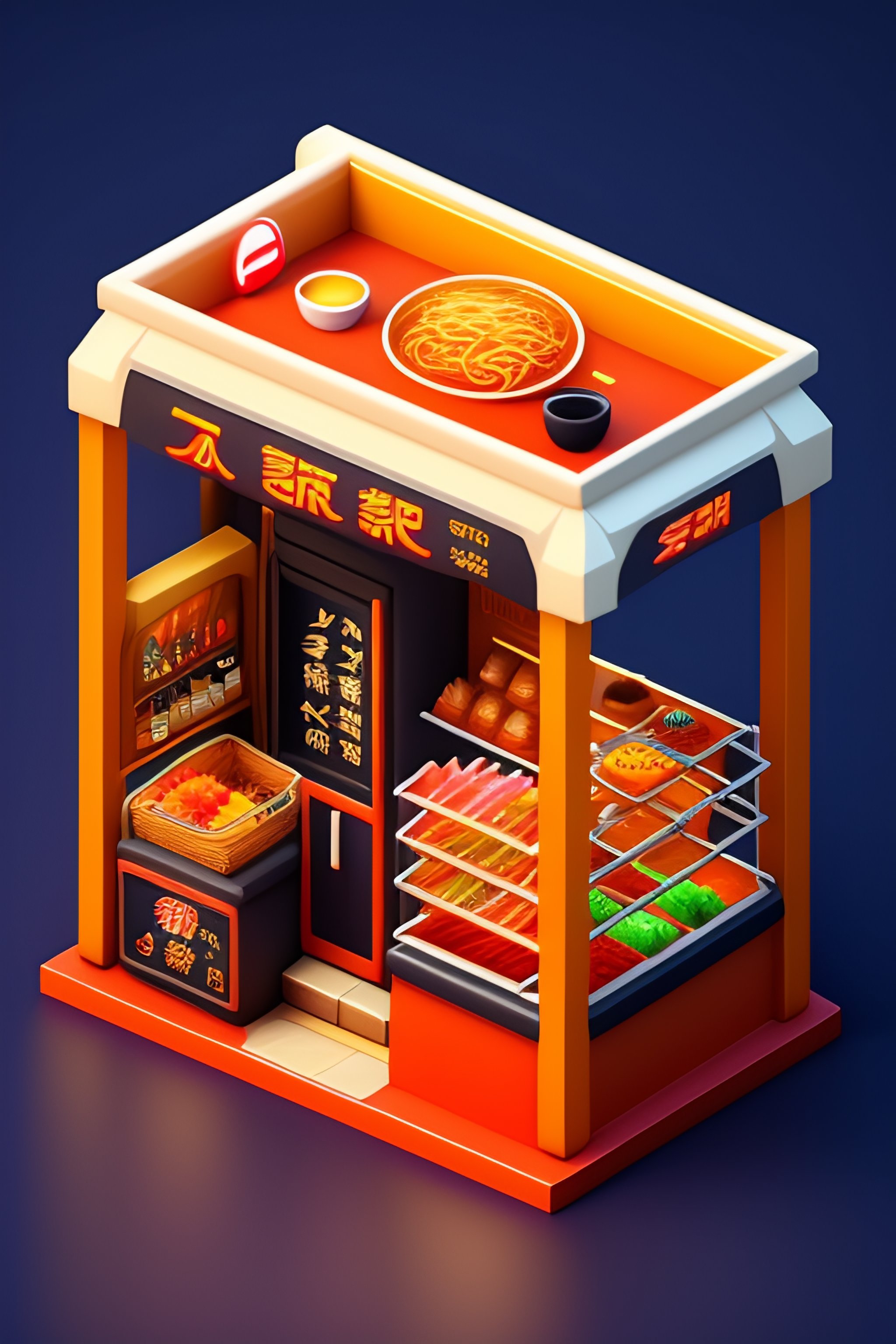 Lexica - 3d, 32 bit isometric ramen shop anime style