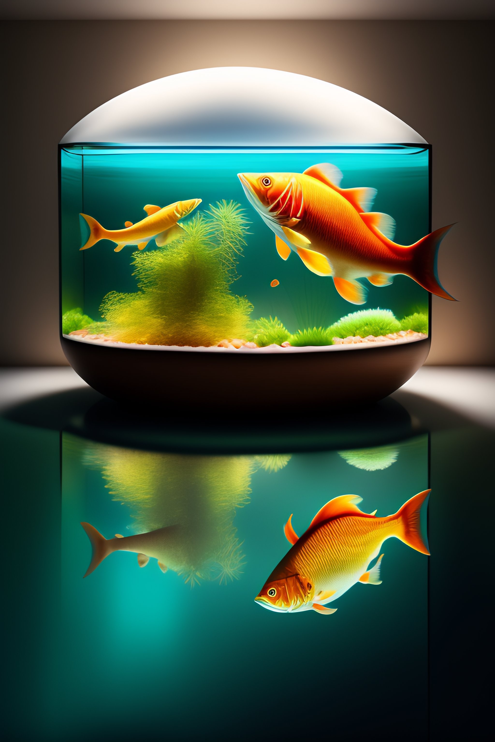 Lexica - Fish talkilng whith a telephone on a fishtank