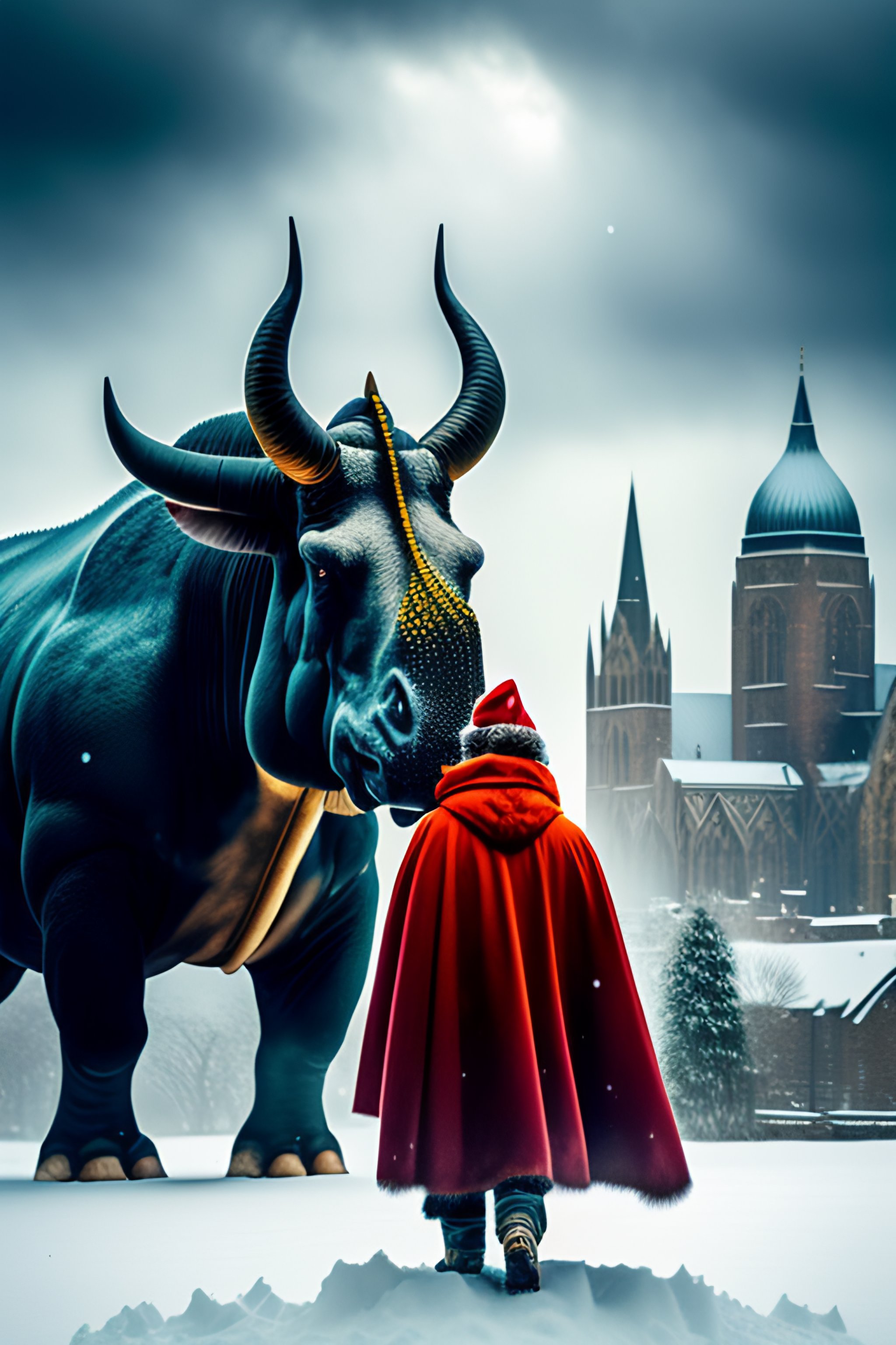 Lexica - In the bleak winter landscape, a lone figure stands tall ...