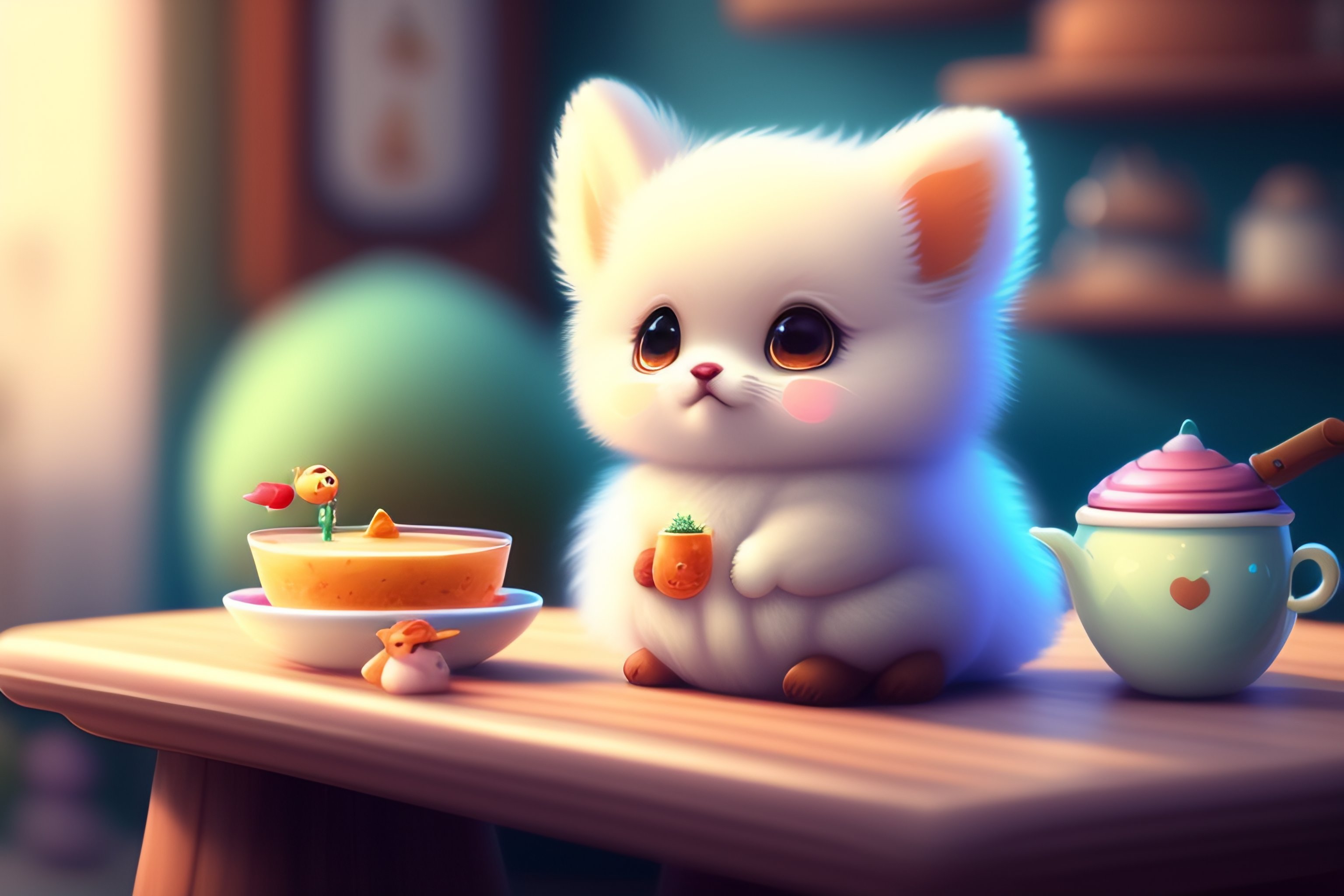 Lexica - Cute and adorable fluffy baby cat, fantasy, dreamlike, super cute,  trending on artstation