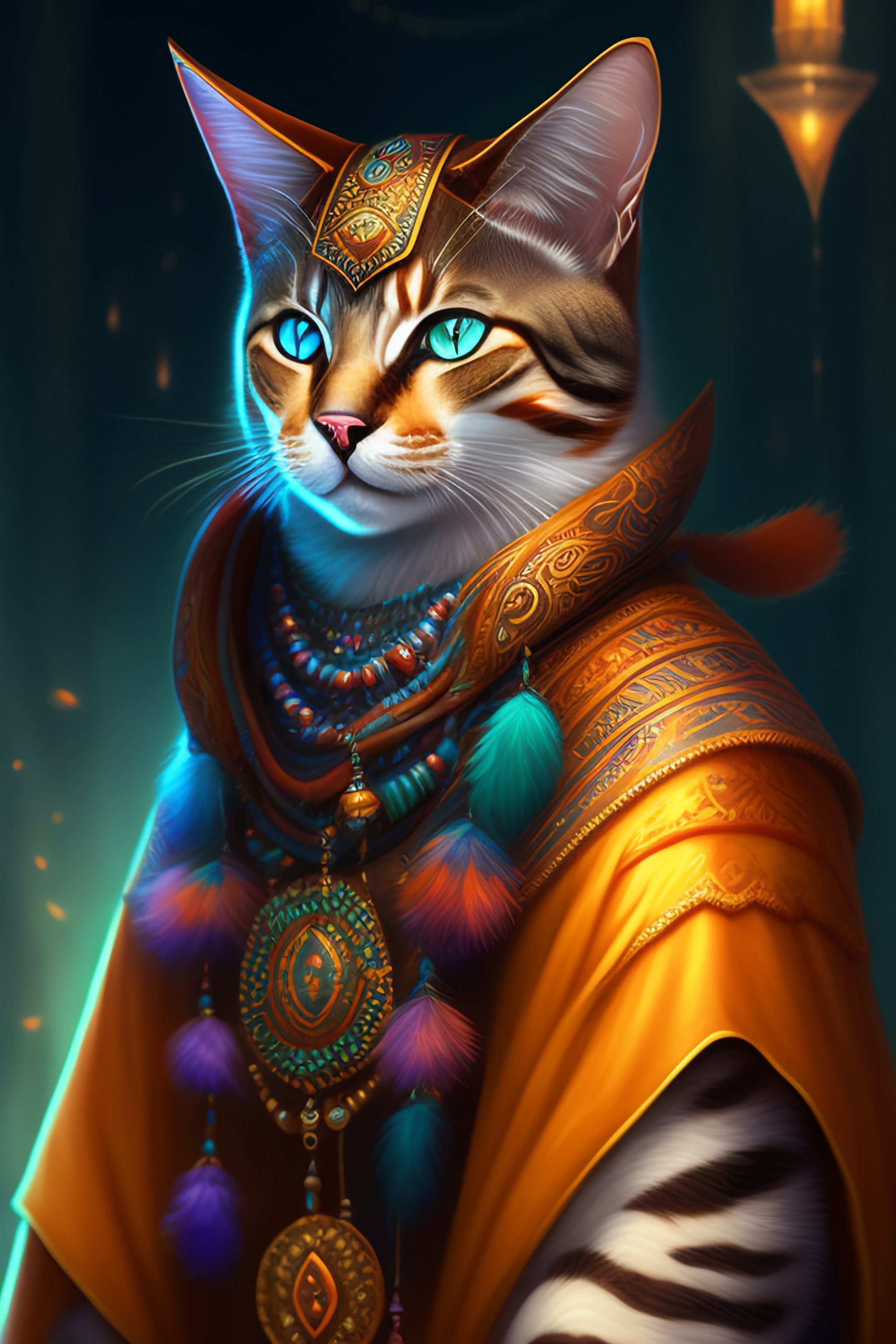 Lexica - A digital painting of a cat shaman, fantasy art, shaman witch ...