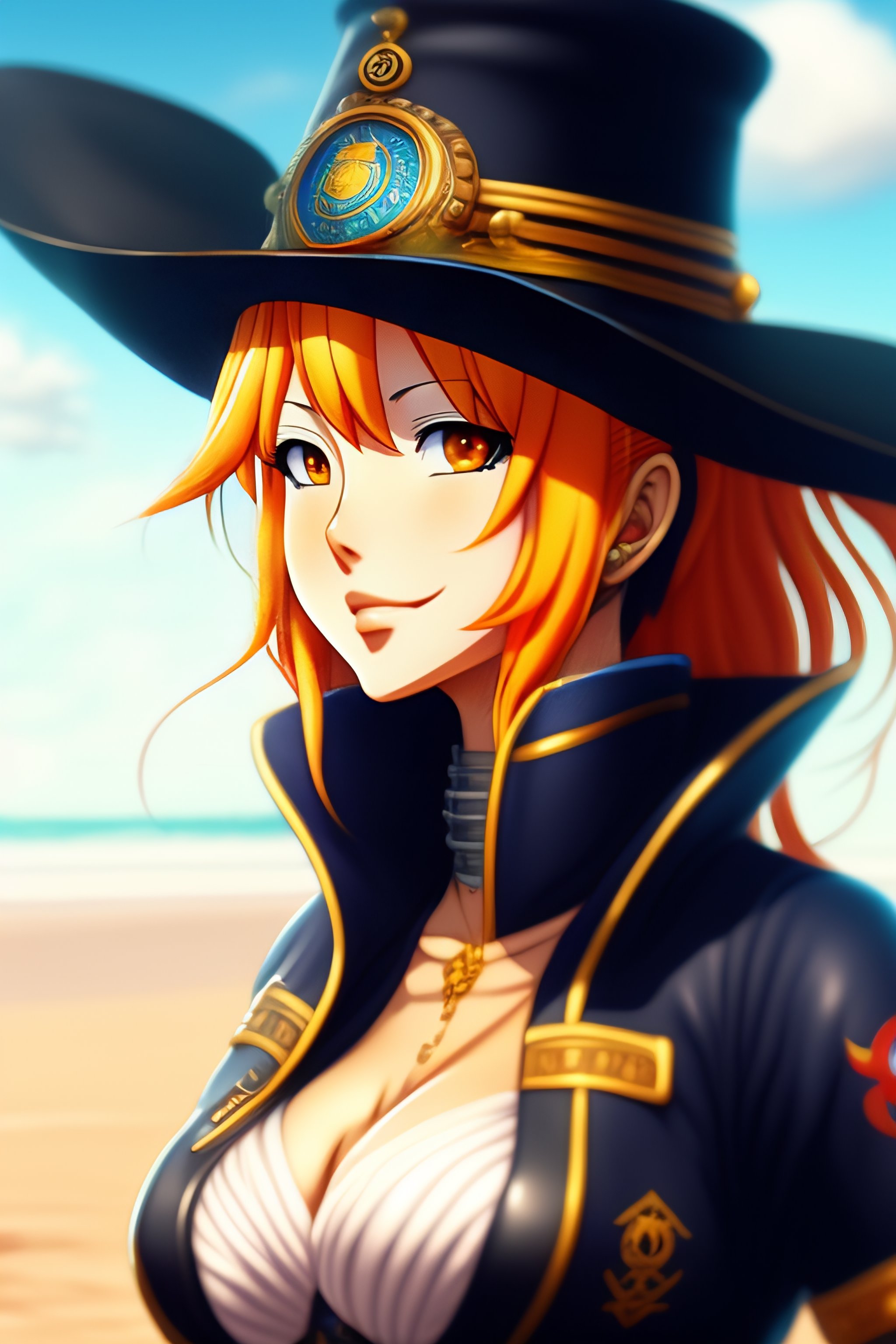 Lexica - Nami, one piece, eiichiro oda, studio ghibli, steampunk, full  body, 4k, vibrant colors, trending on artstation, low details