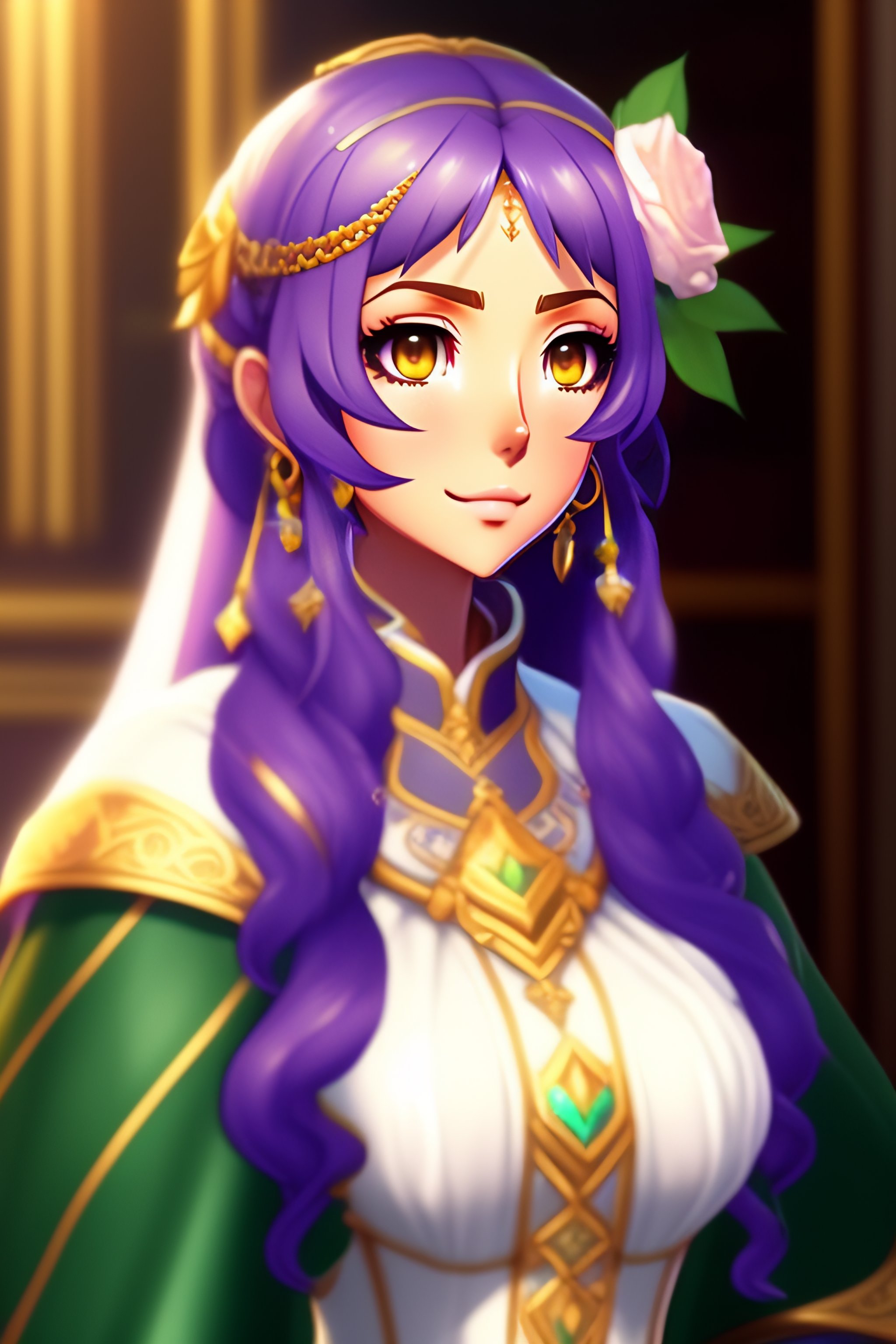 Lexica - Ludmila from Rune Factory 5 with wedding dress and long hair