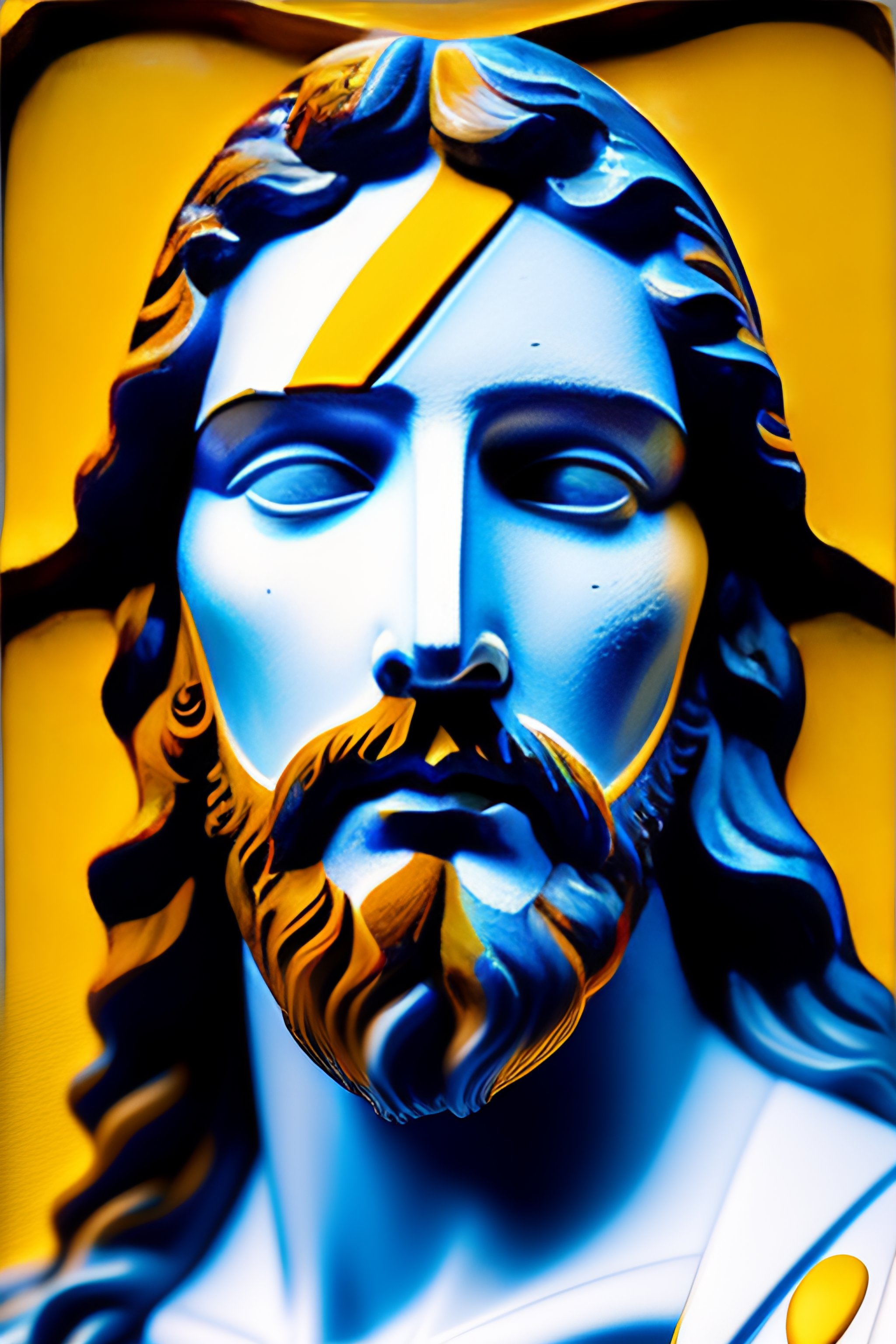 Lexica - A portrait of Jesus blue, white and yellow manl, highly ...