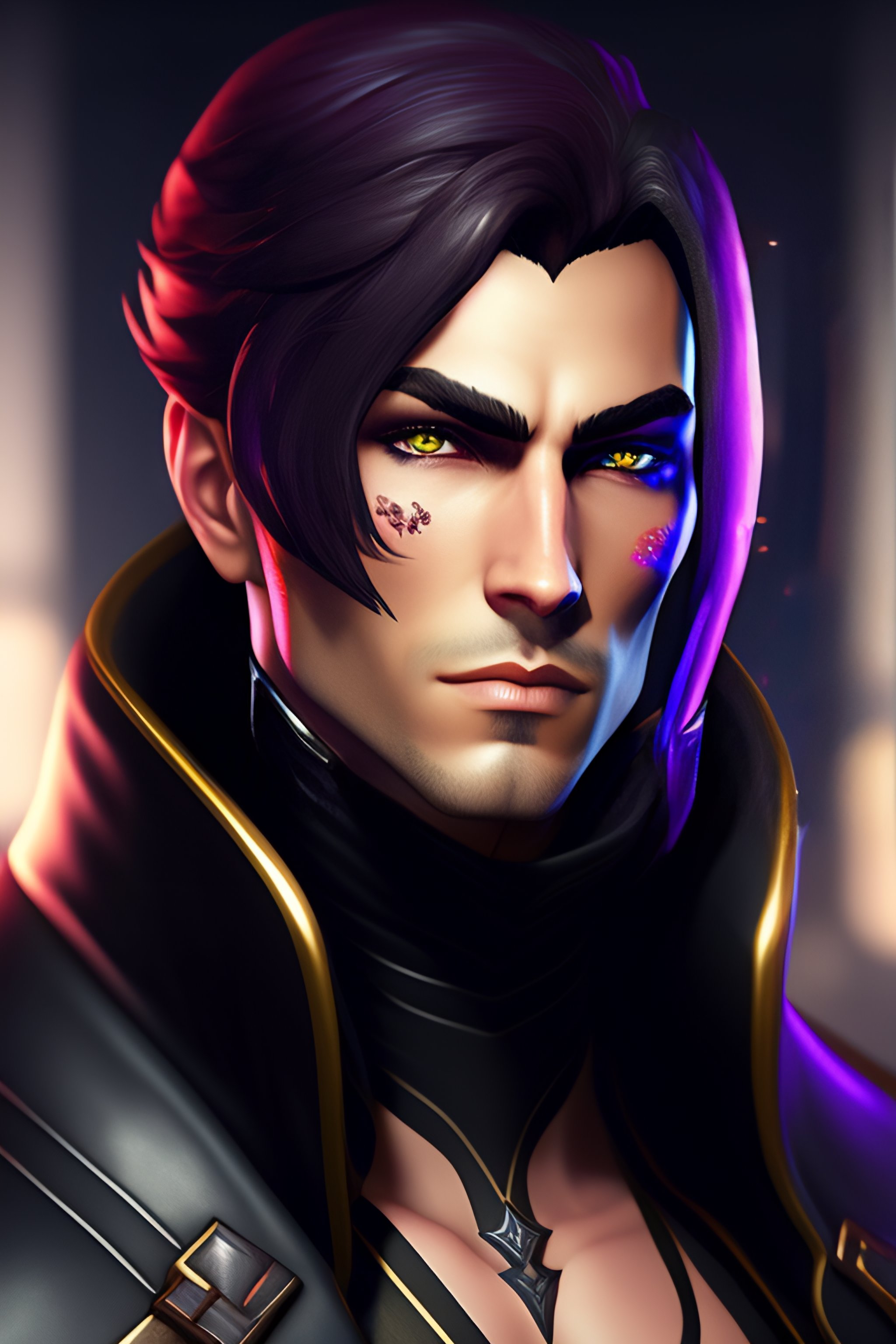 Lexica - Close up portrait of a beautiful human male rogue assassin in ...