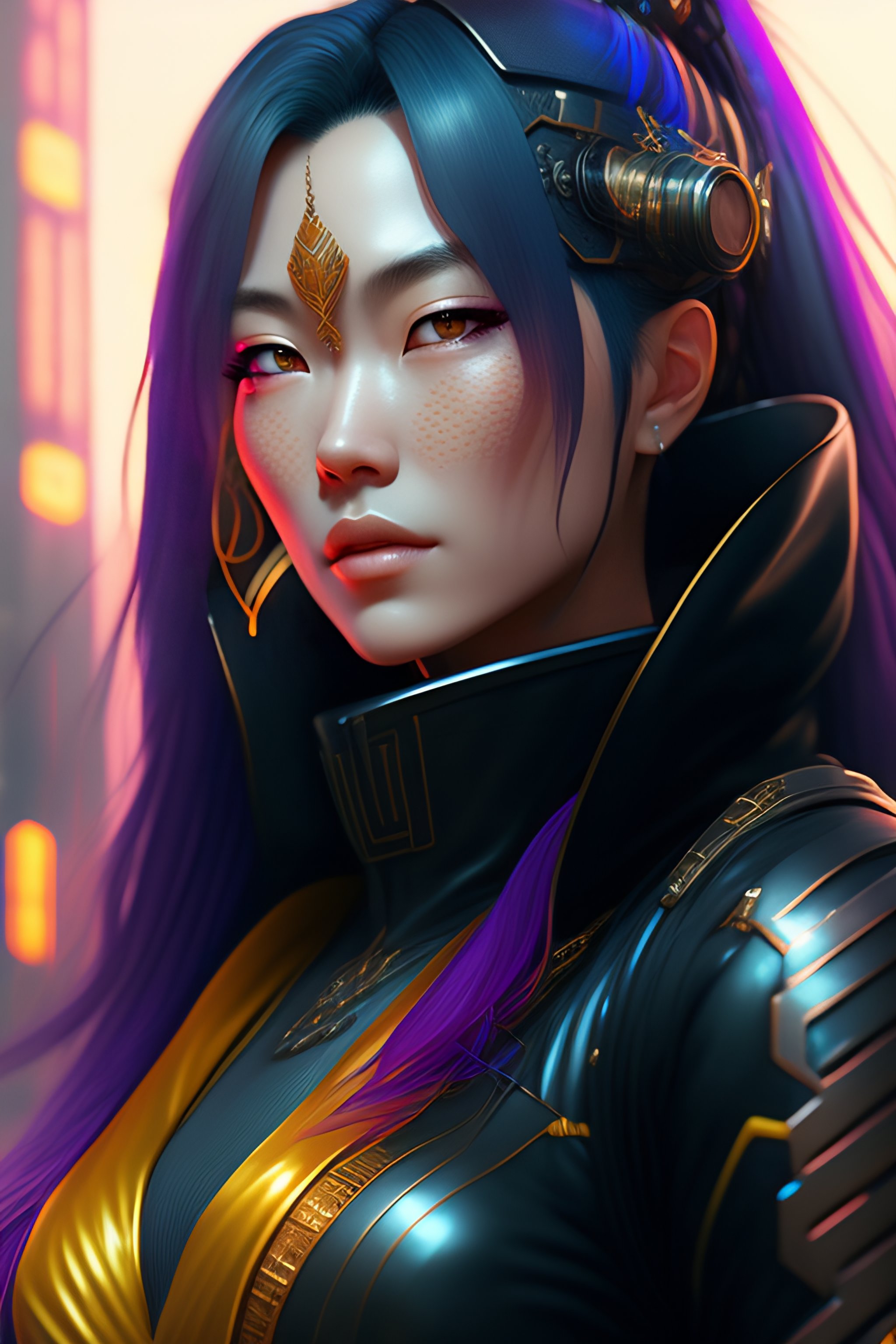 Lexica - Right facing, Portrait of a cyberpunk Japanese cyborg ninja ...