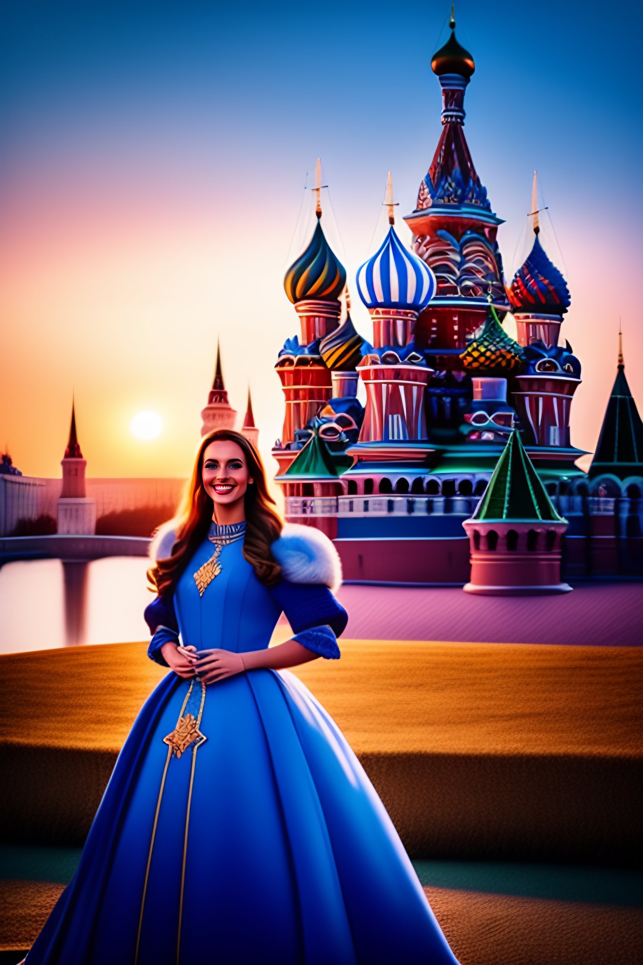 Lexica - Princess Anastasia in Moscow Russia, castle, sunset, blue ...
