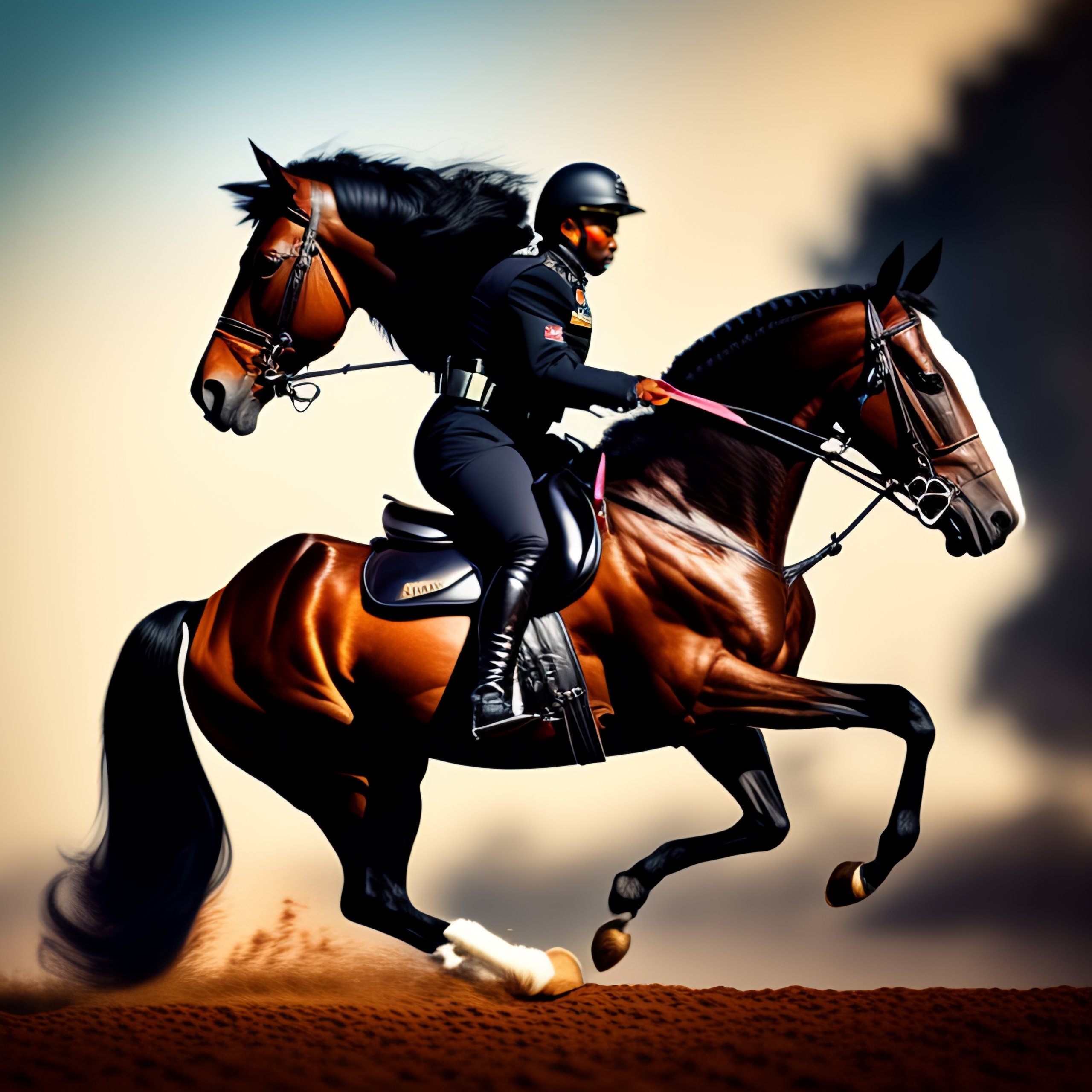 Lexica - A black uniform ninja riding on a unicorn