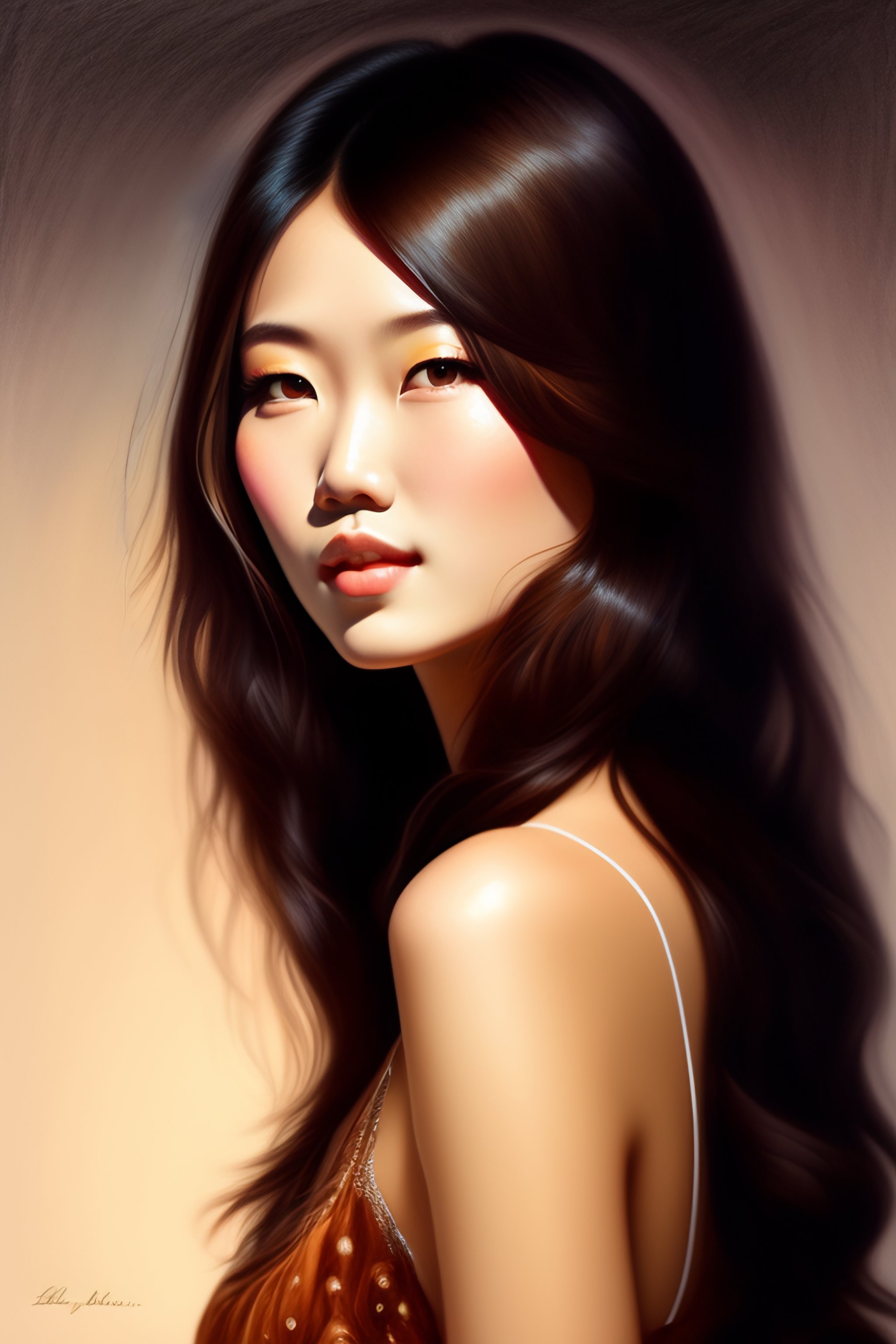 drawing of a girl with brown hair