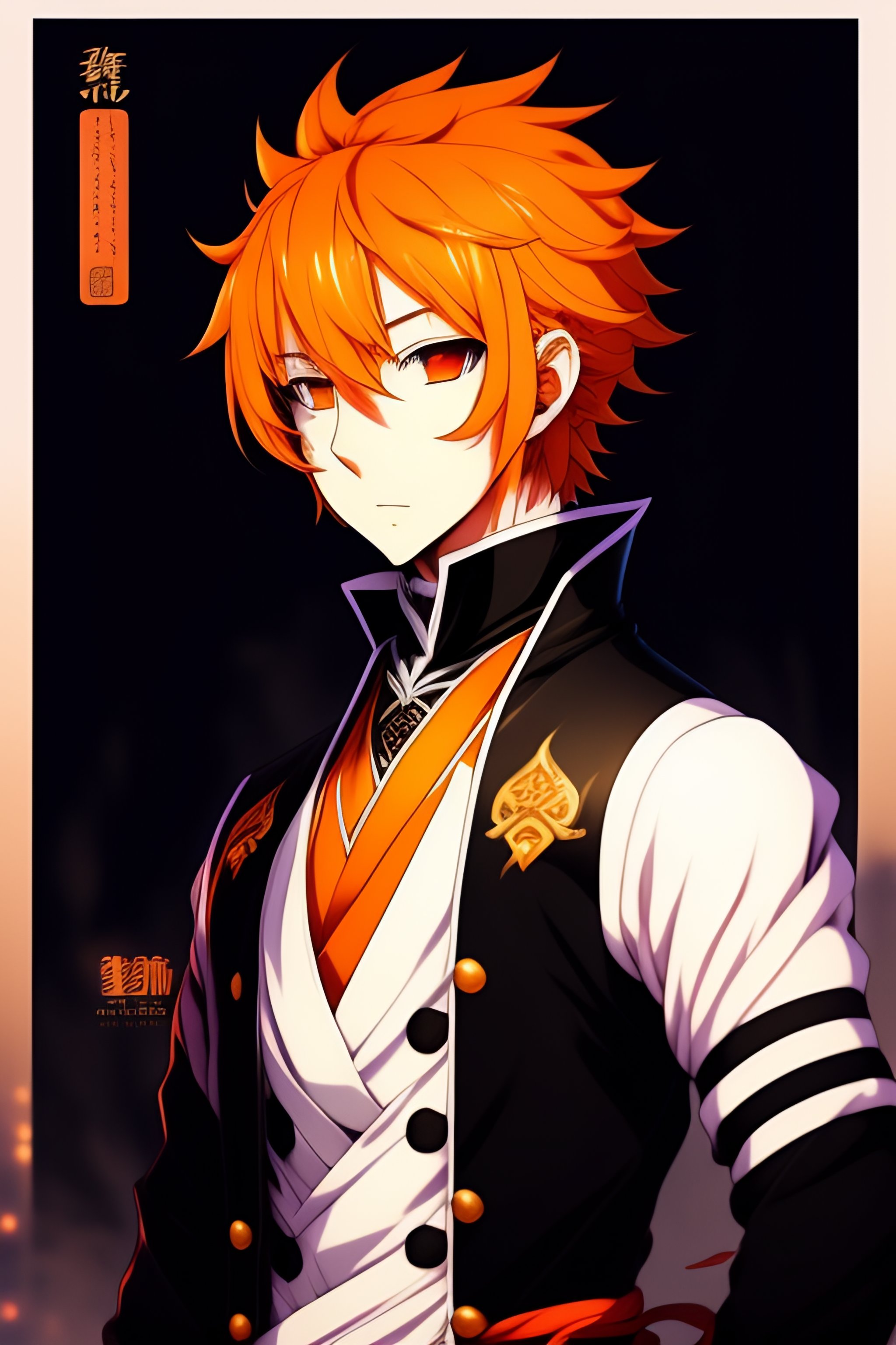 anime guy with orange and white hair