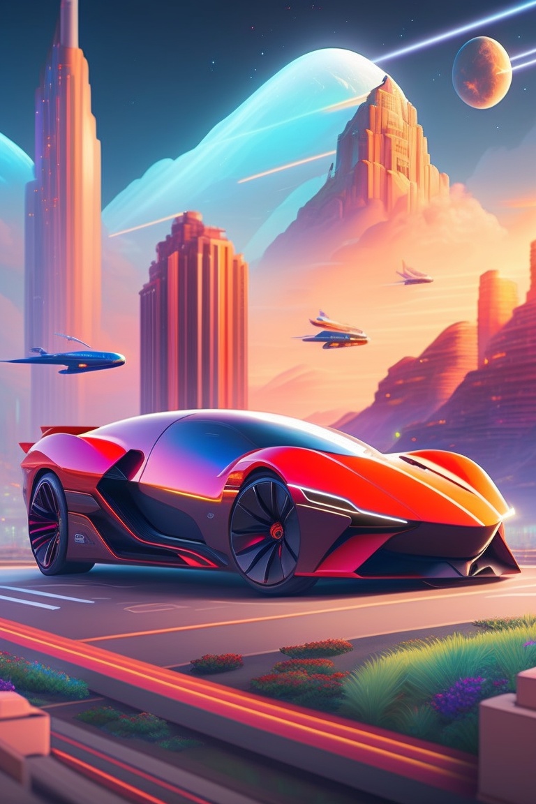 Lexica - A futuristic city with flying cars, towering skyscrapers ...
