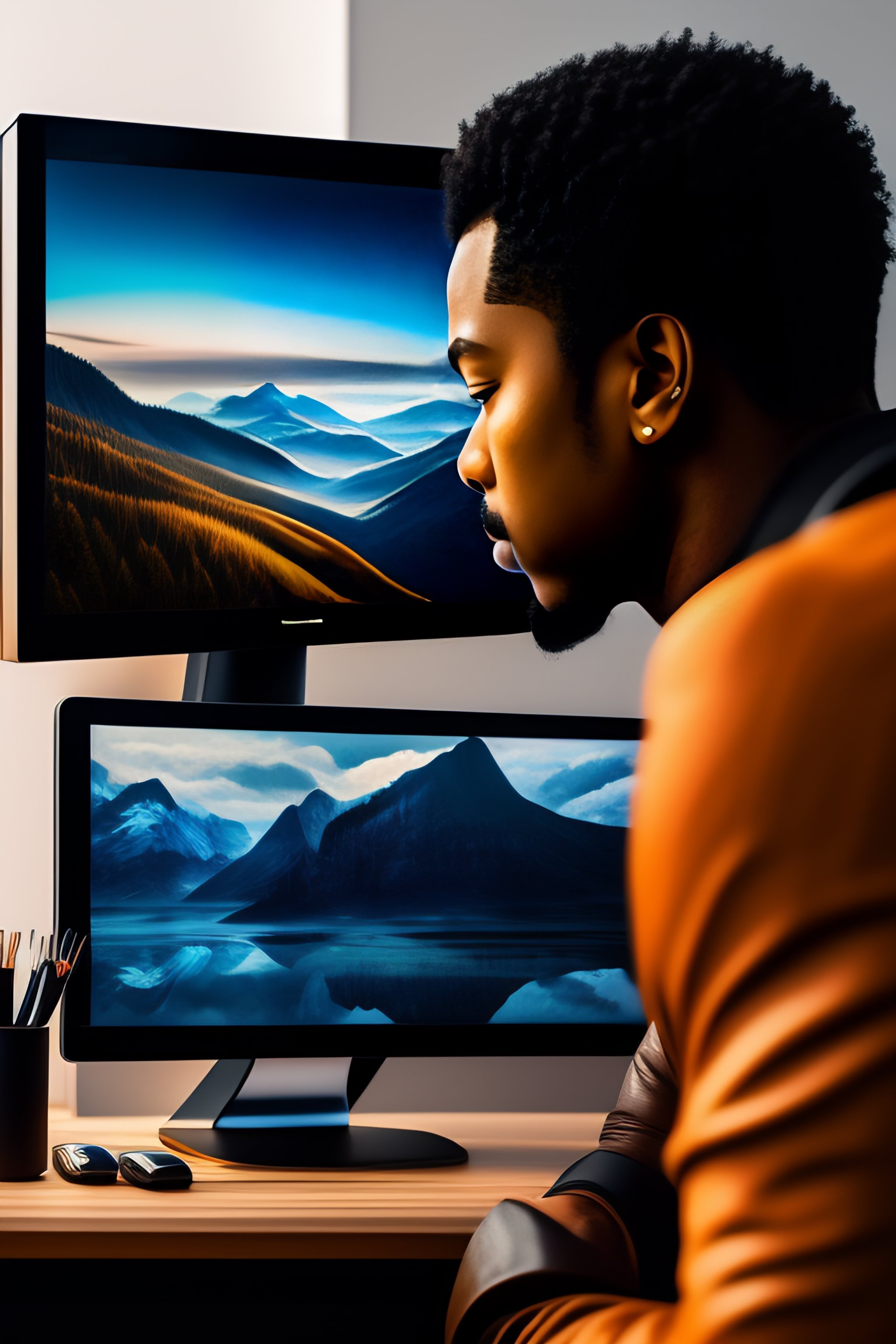 Lexica - A person is sitting at the computer and doing prompt ...