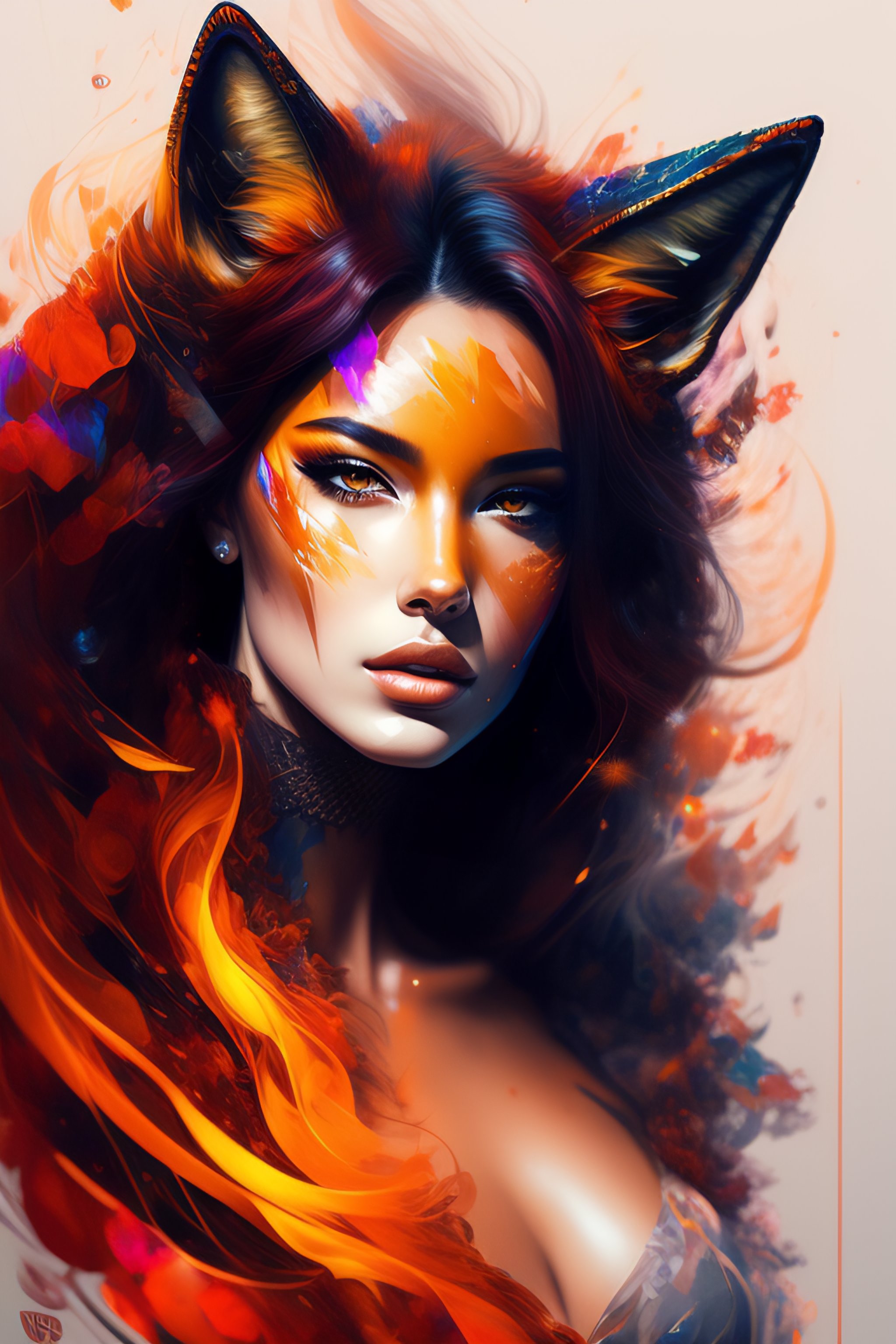 Lexica - Professional portrait of a firey fox, abstract beauty ...