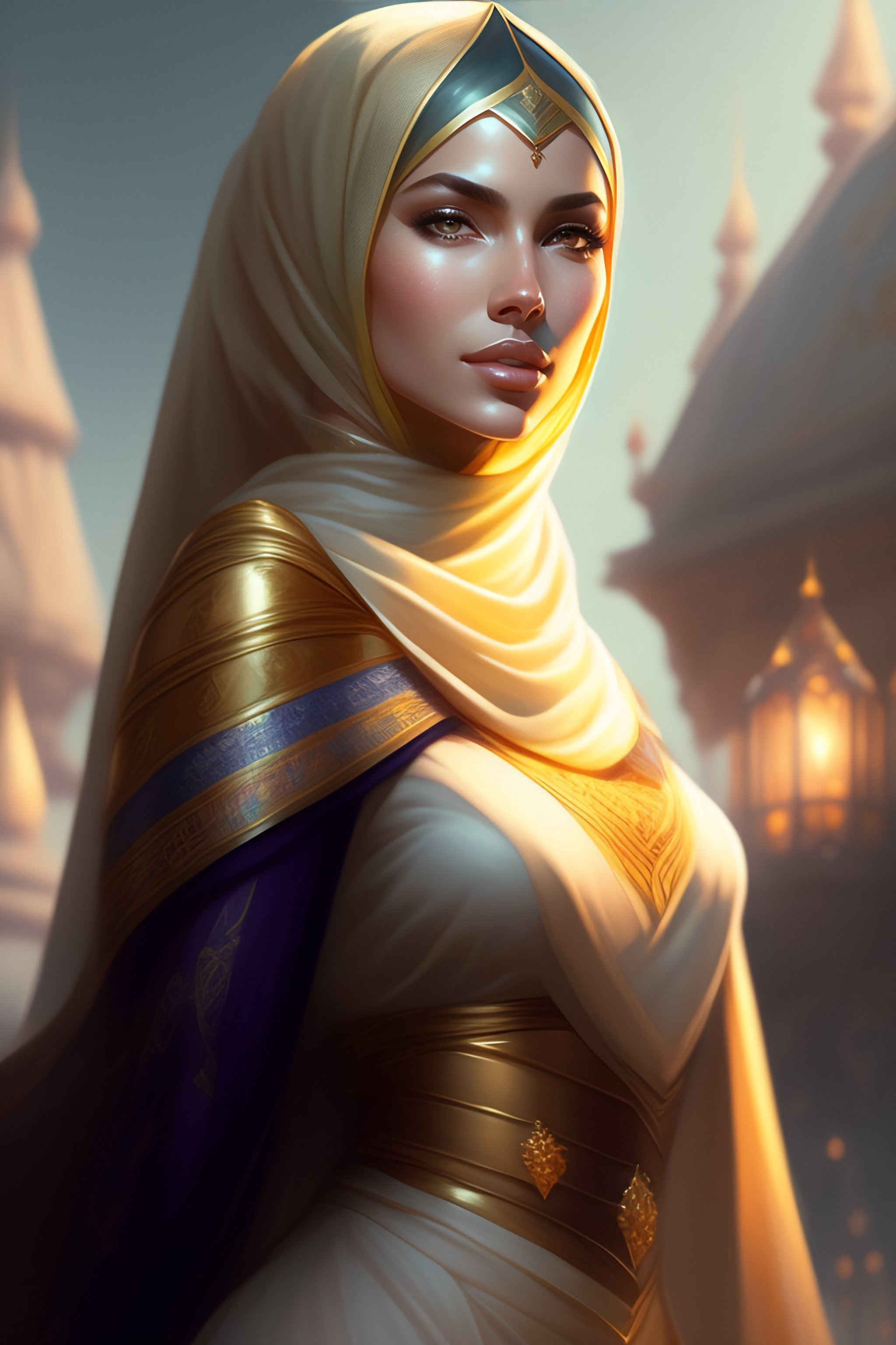 Lexica - Full body rising queen wearing hijab by stanley artgerm lau ...