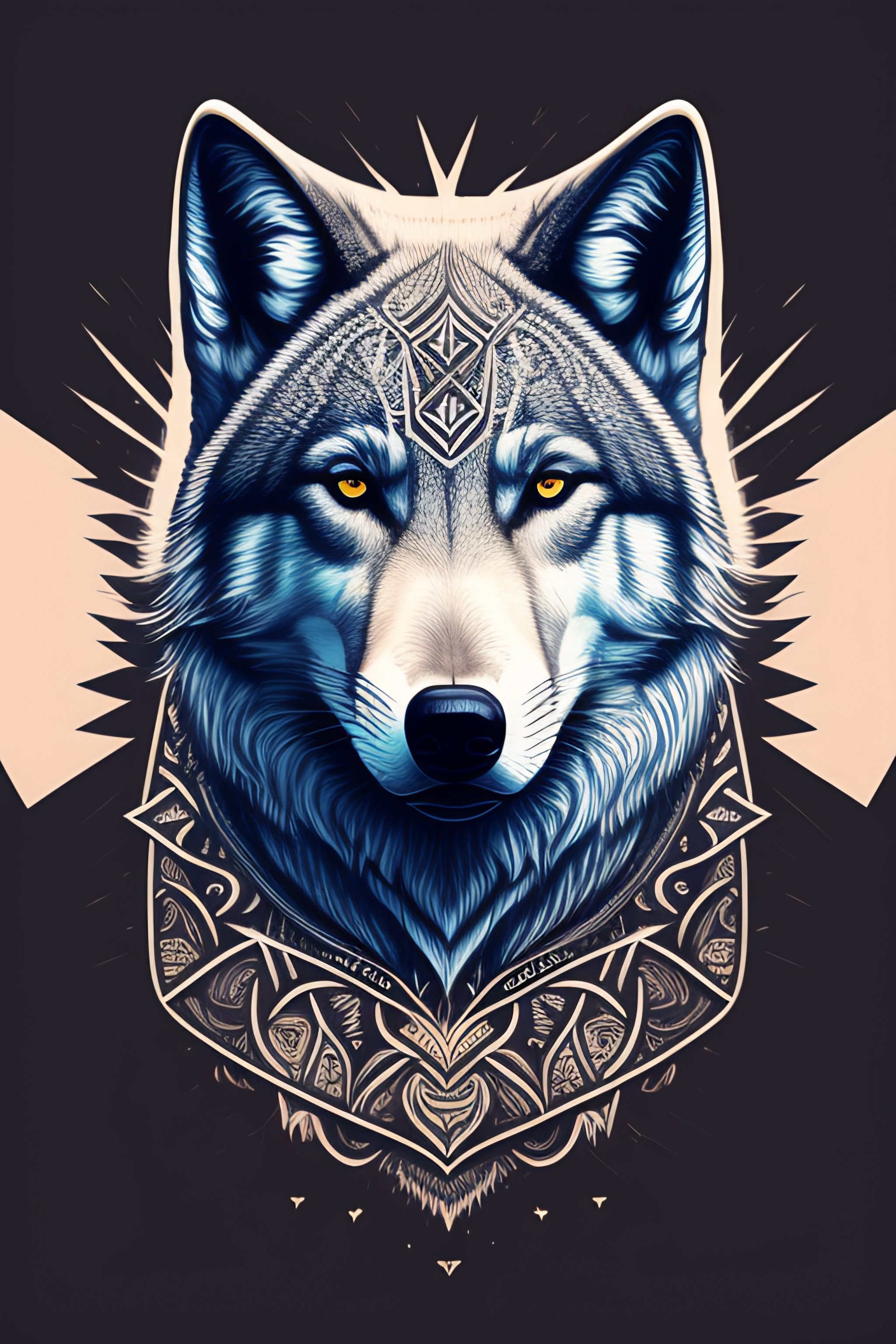 Lexica - A tshirt design of Satanic wolf, symmetrical, low details ...