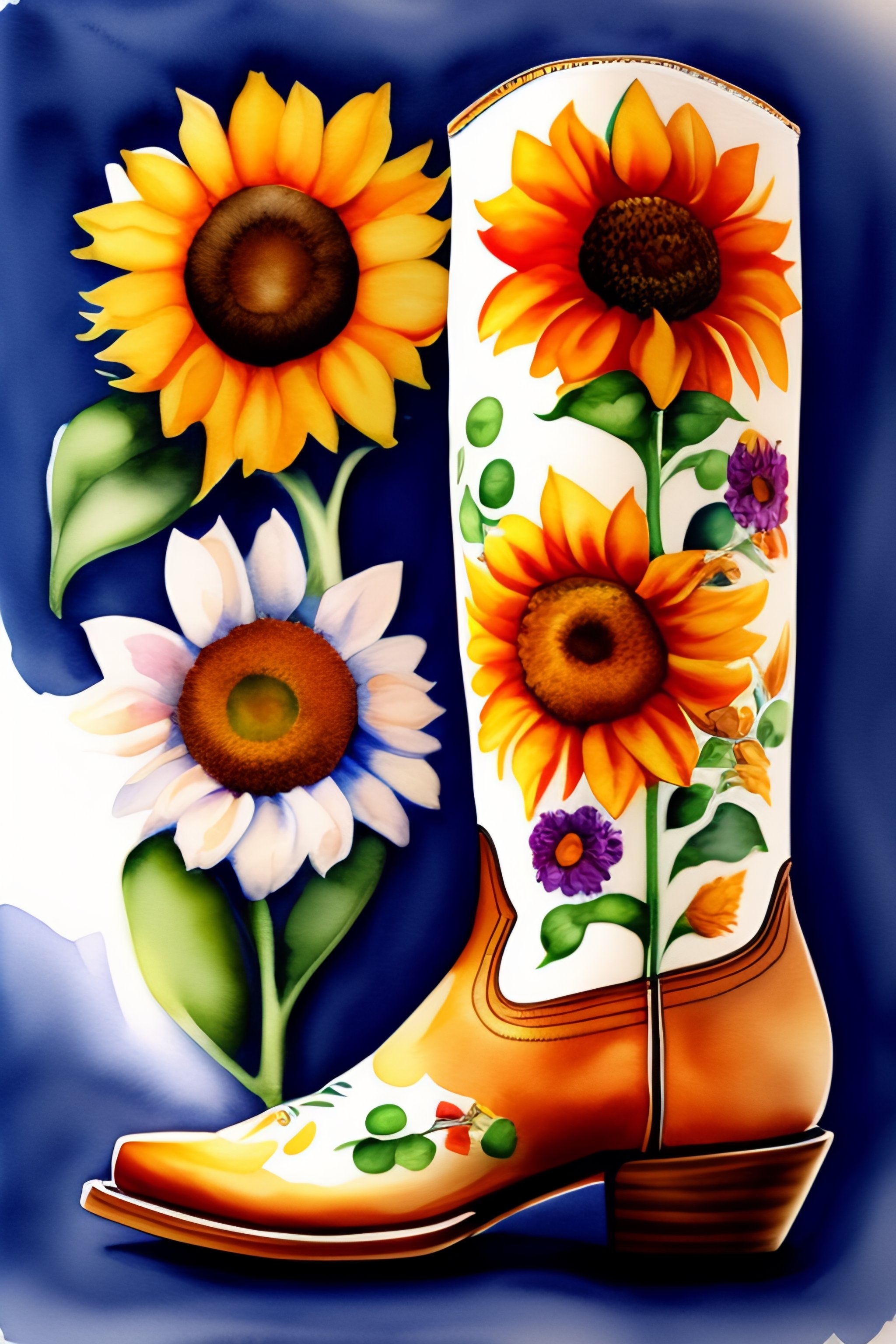 Cowgirl boots with outlet sunflowers