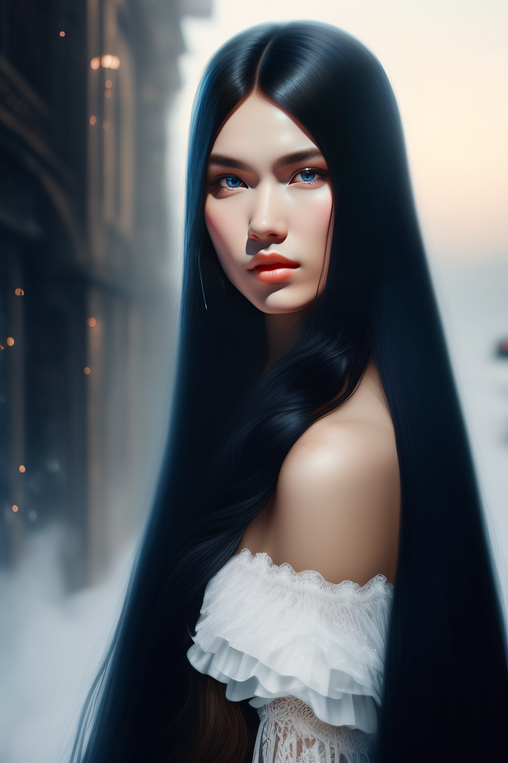 Lexica Deep Dark Fantasy Girl With Long Black Hair White Pepper Skin Blue Eyes 1729