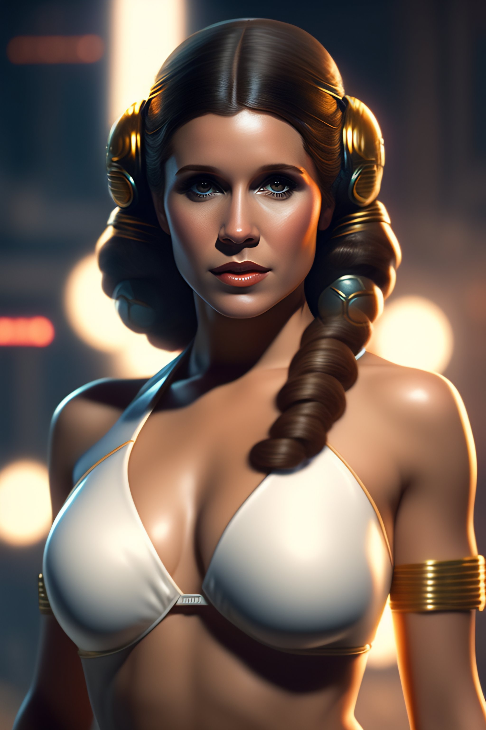 Lexica - Bikini, young Carrie Fisher as Princess Leia, anatomy, bathed in  light, highly detailed, photorealistic, artstation, smooth, sharp focus,  il...