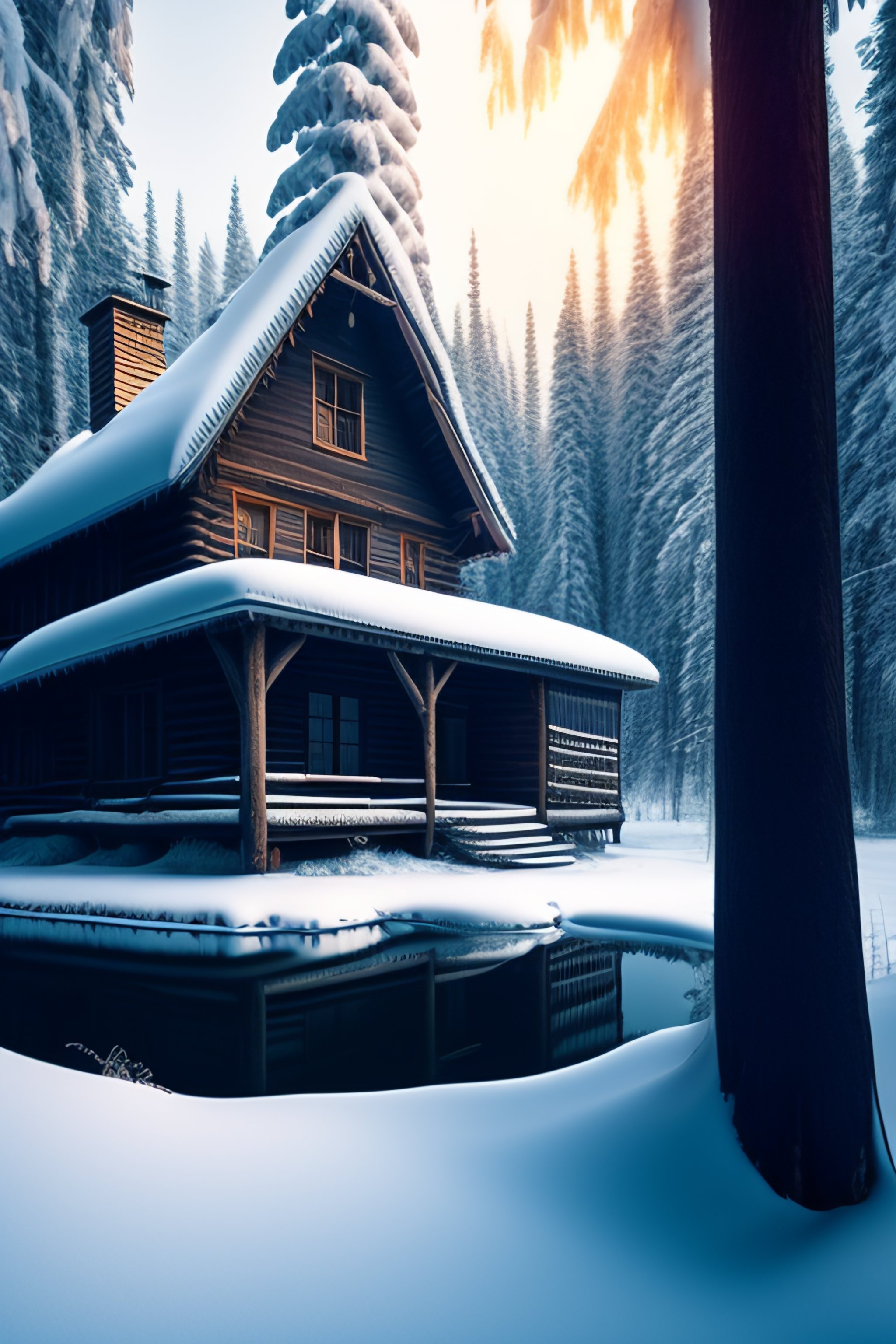 Lexica - Old wooden house in the winter forest