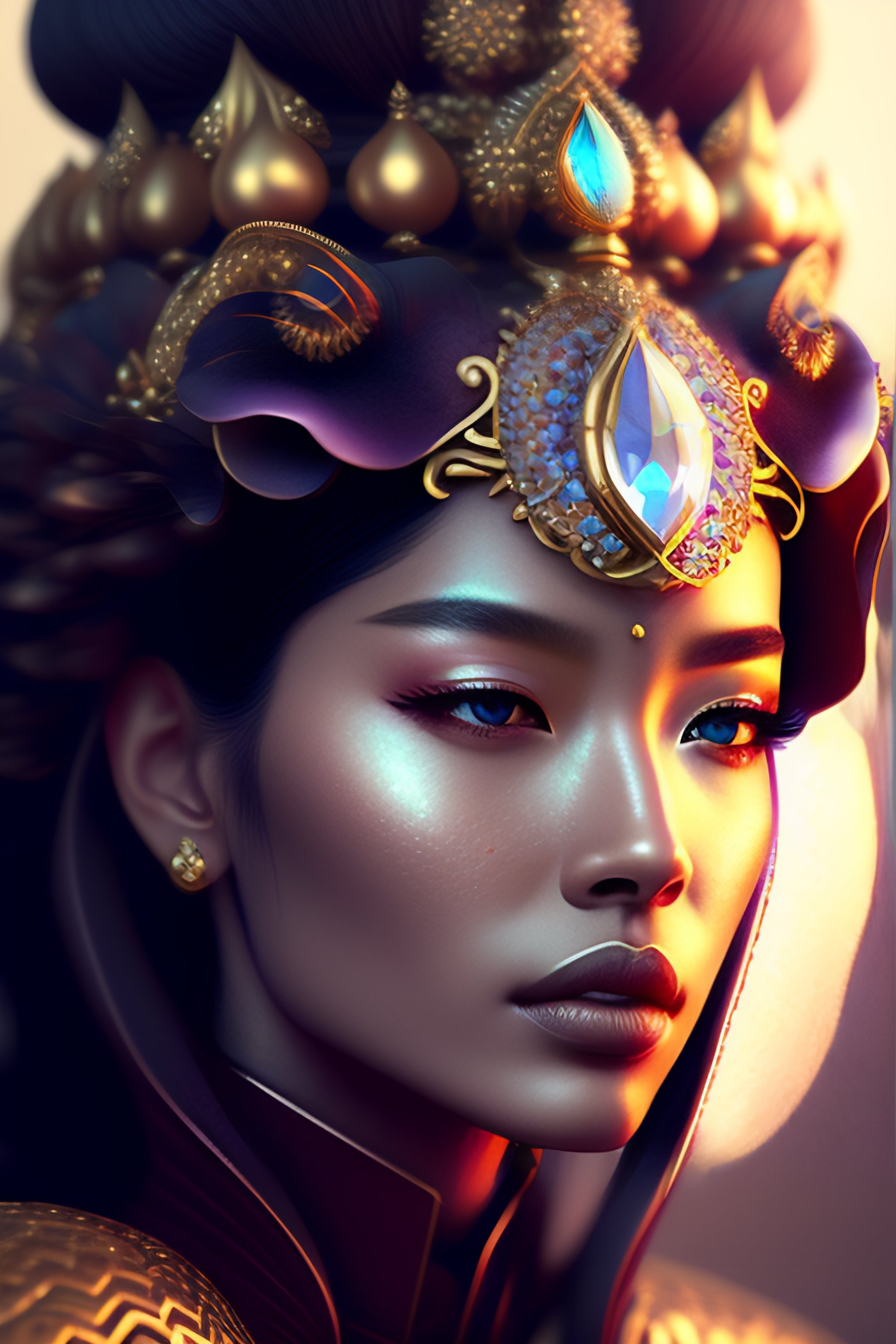 Lexica - Symmetrical, centered, goddess close-up portrait wigh crown ...