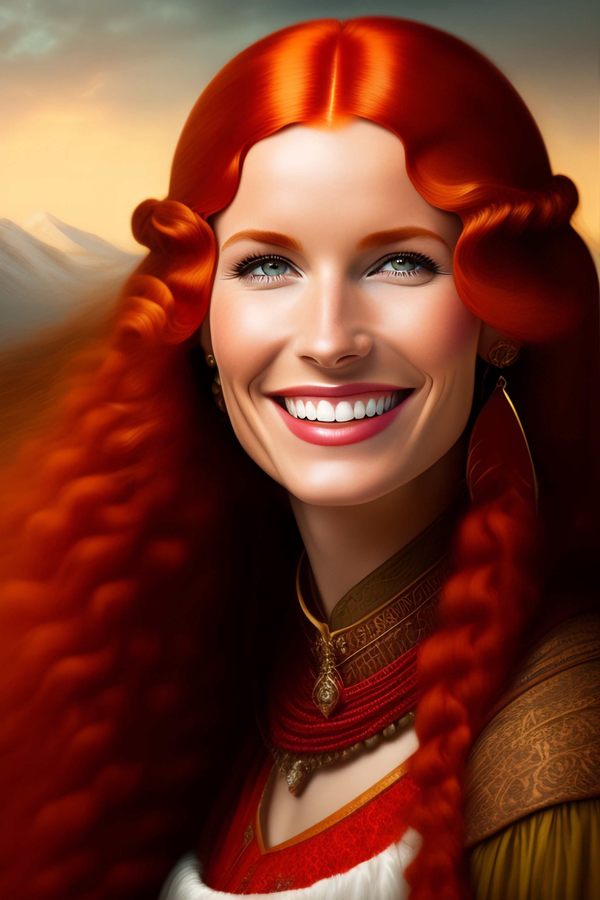 Lexica - Fantasy portrait of a red hair woman, poor peasant woman, big ...