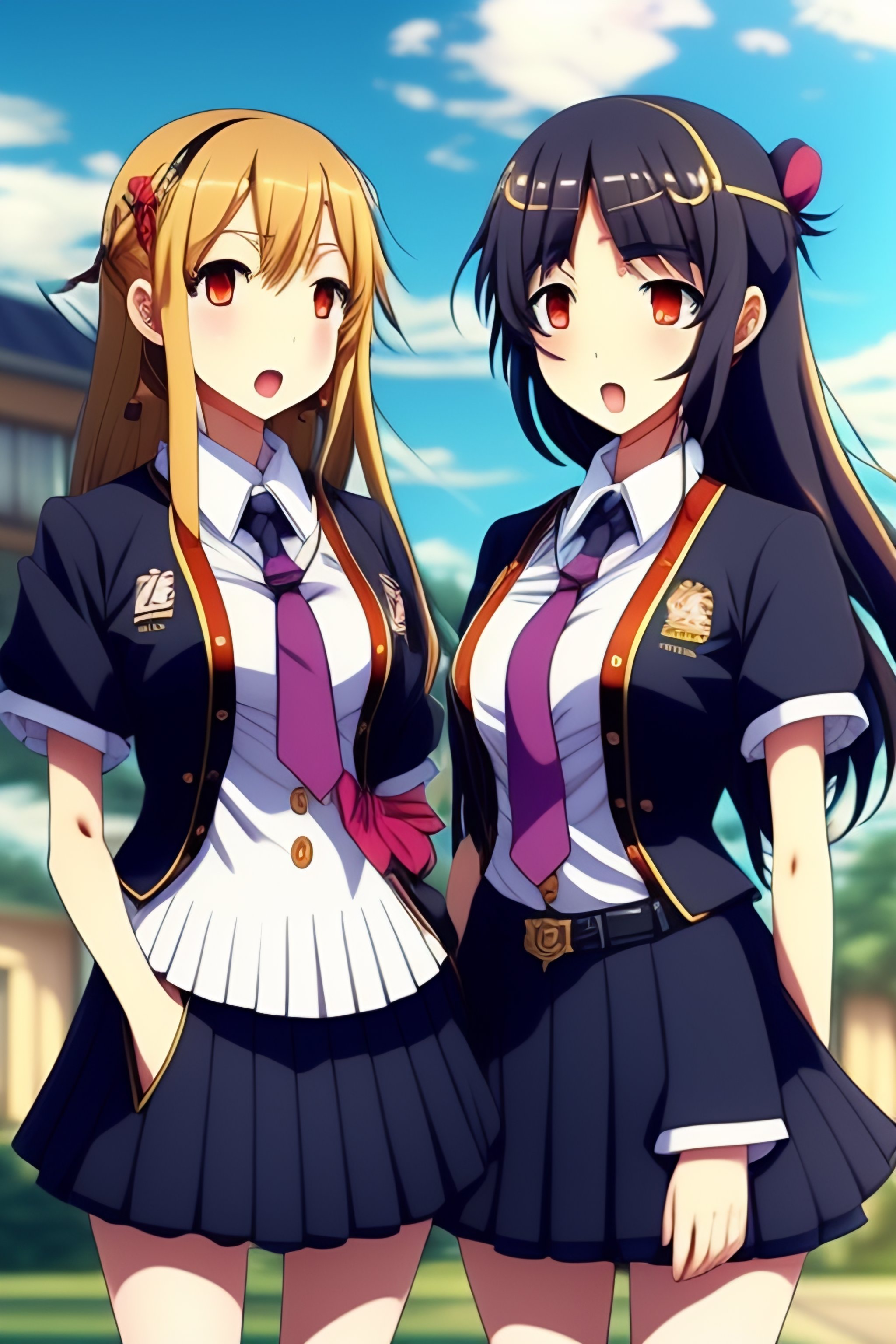 Lexica - Two anime girls, school uniform