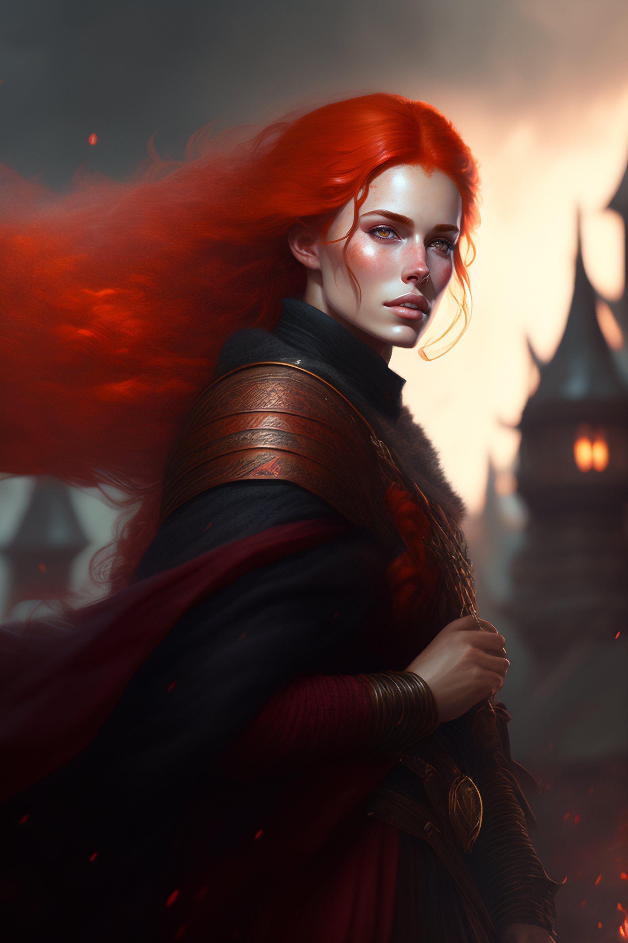 Lexica - Portrait of medieval english sorcerer red ginger hair, dark ...