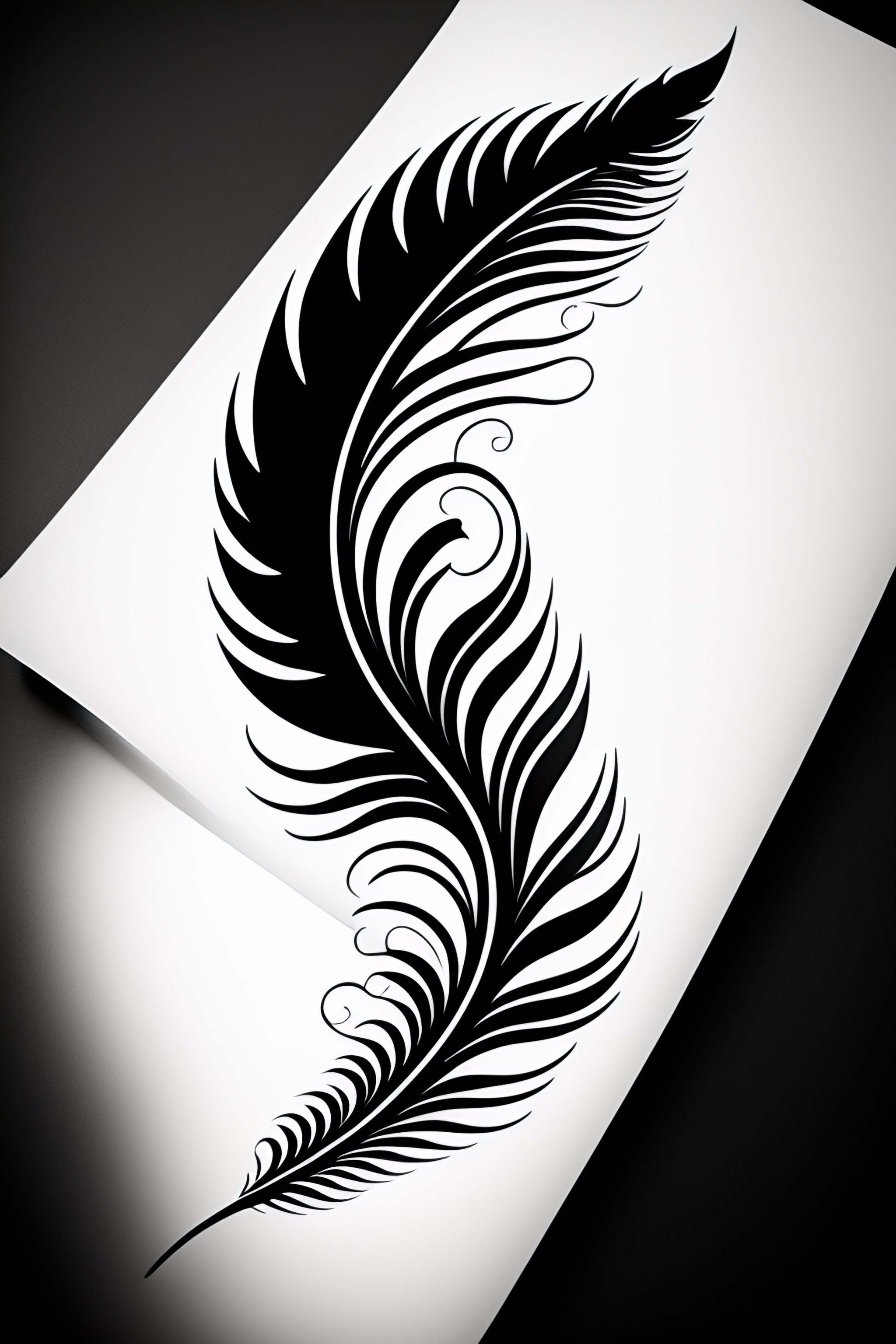 black and white peacock feather tattoo