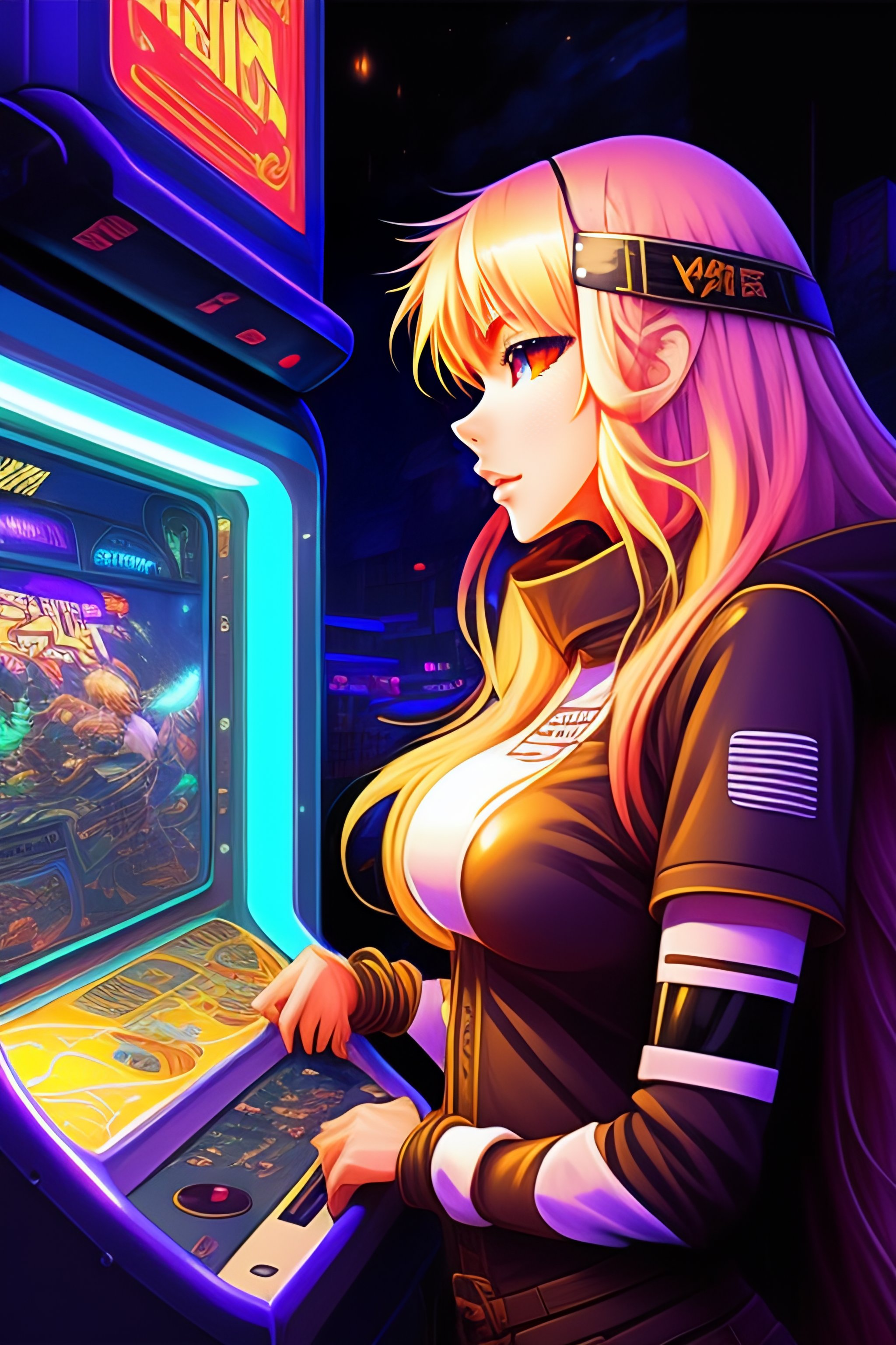 Lexica - Anime style environmental wide shot of a chaotic arcade at ...