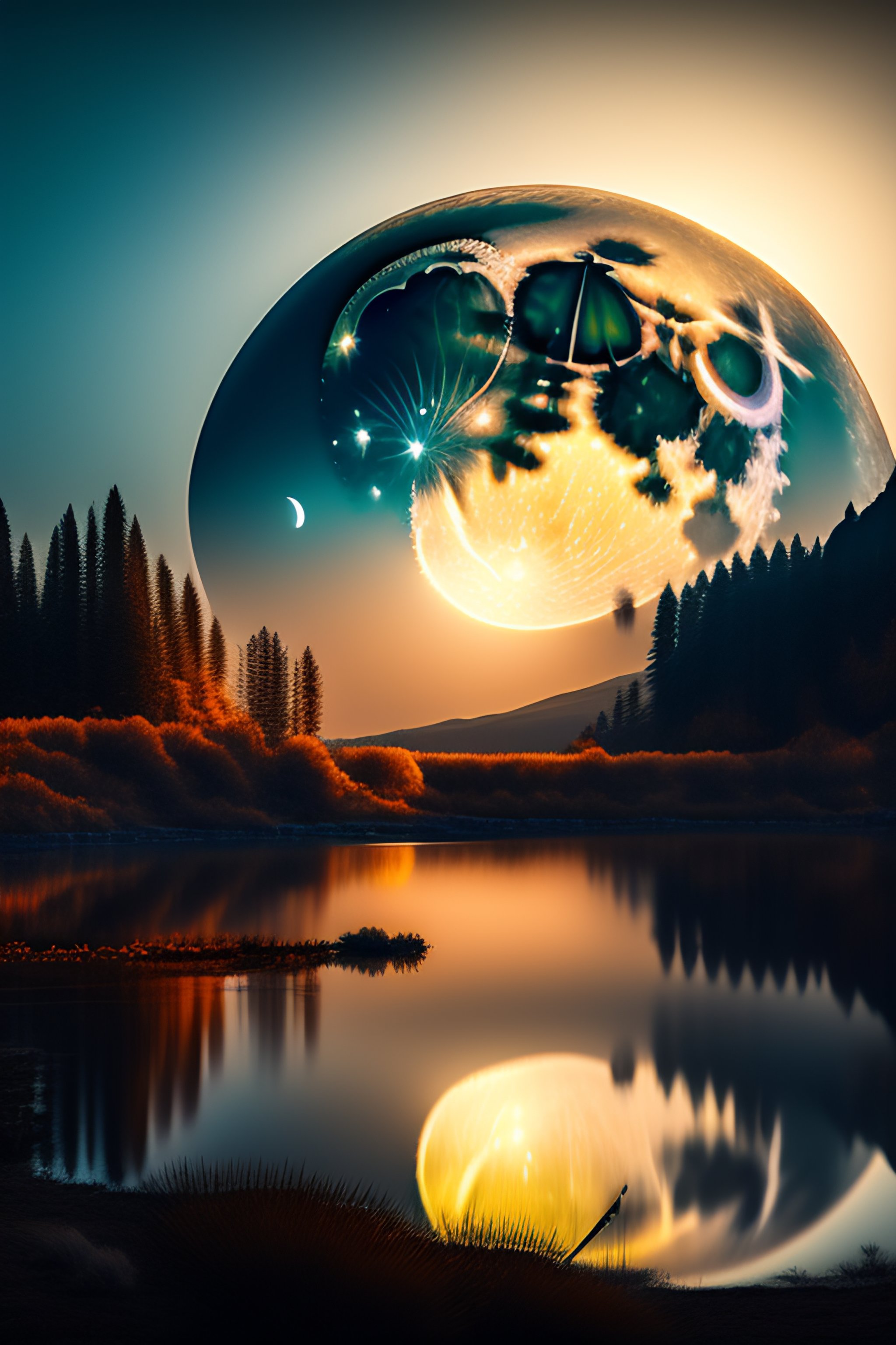 Lexica - Inspiring full moon, highly detailed