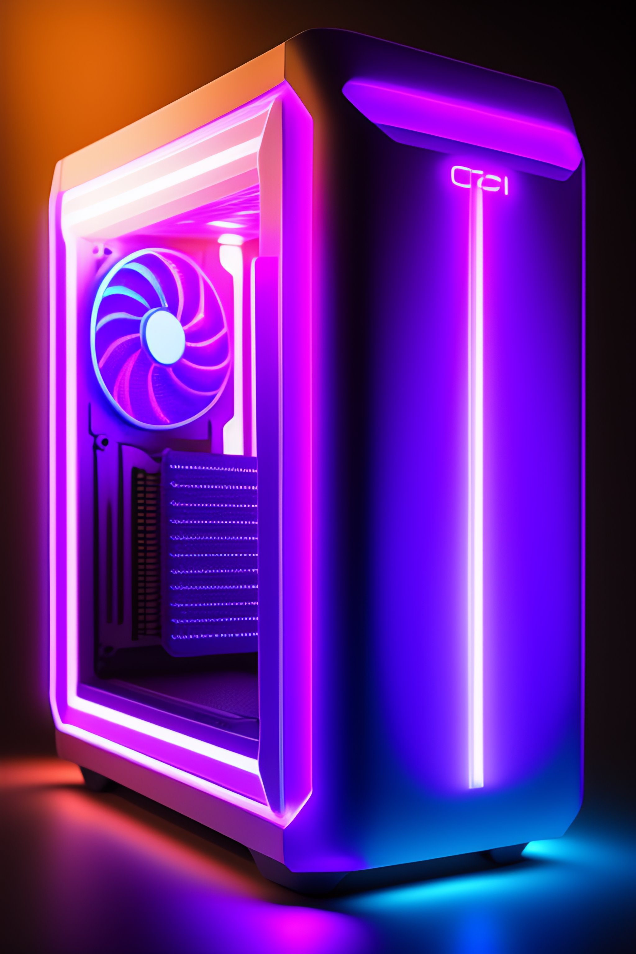 Lexica - A futuristic pc, Led purple lights, 4k