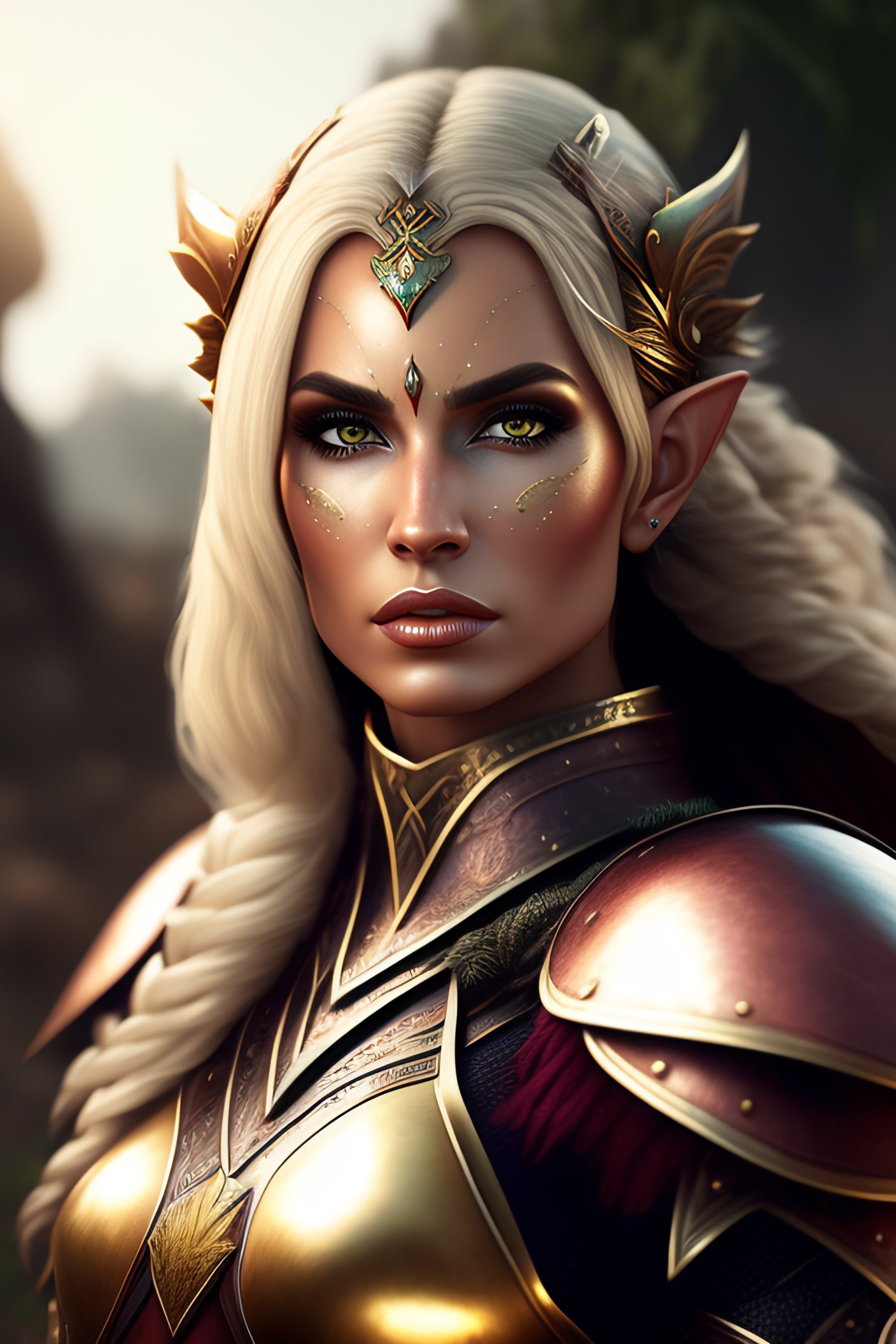 Lexica - Female elf warrior wearing organic armour