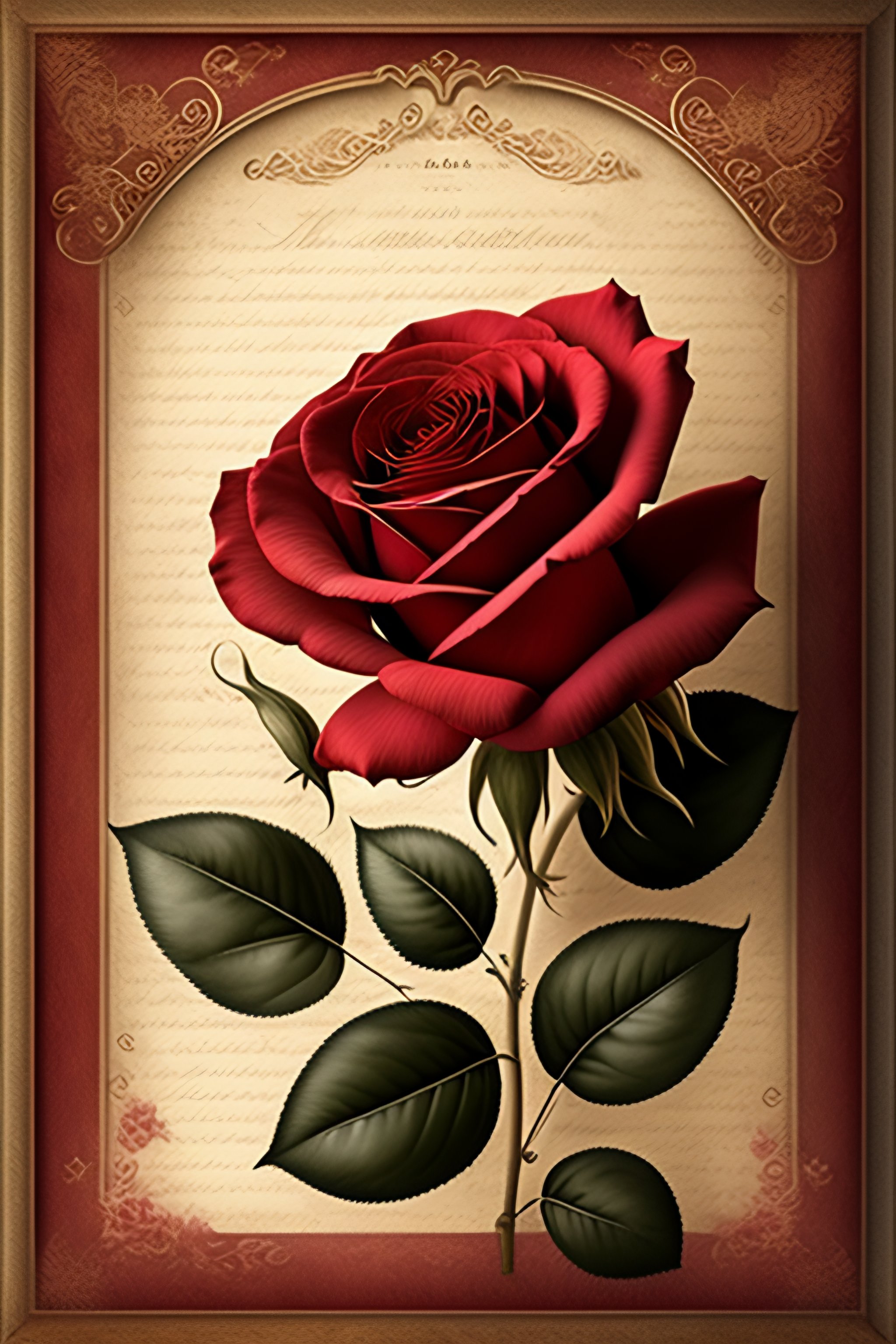 Lexica - Old parchment paper high quality with dark roses and leaves ...
