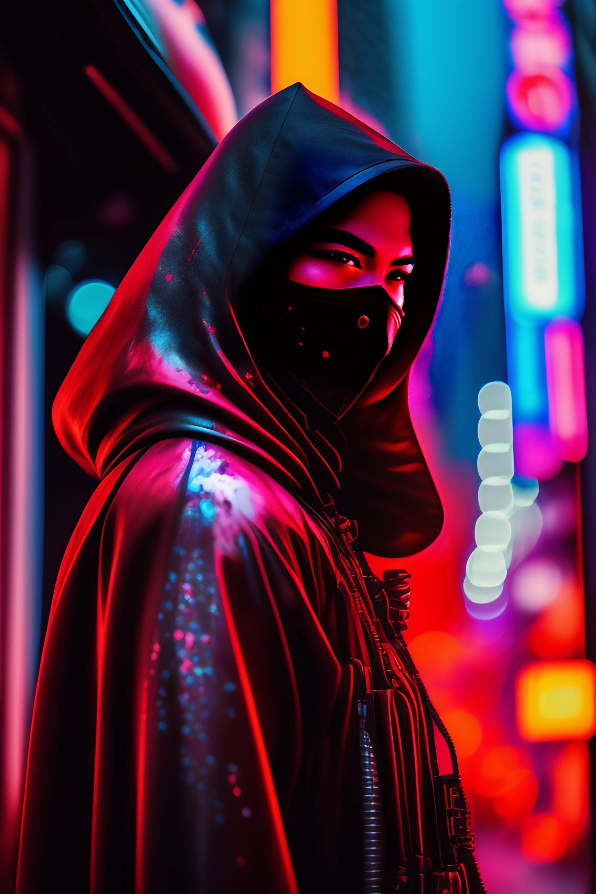 Lexica - Awesome looking blood splattered cloaked red male ninja in ...