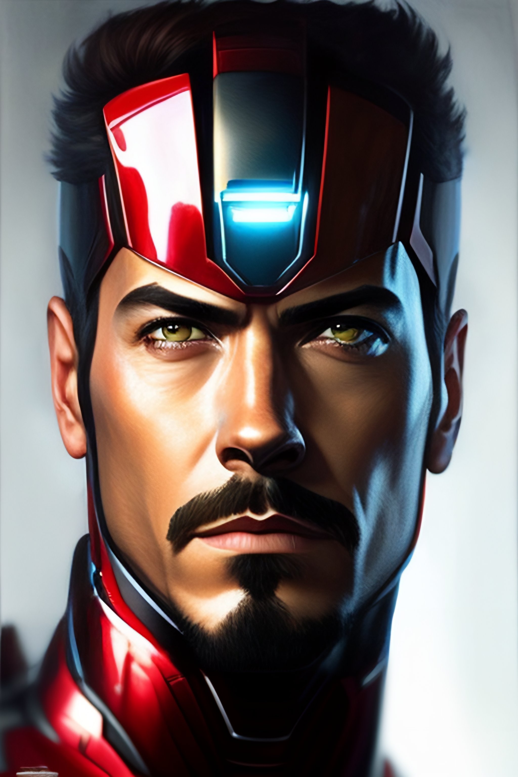 Lexica - A close-up portrait of ironman, right half of face is Ironman ...