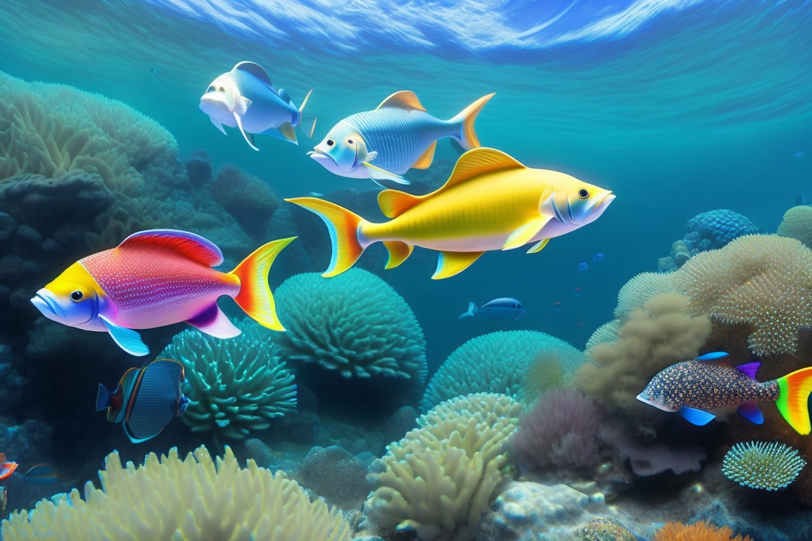 Lexica - Doing snorkeling, wearing a mask.multiple colour fishes ...