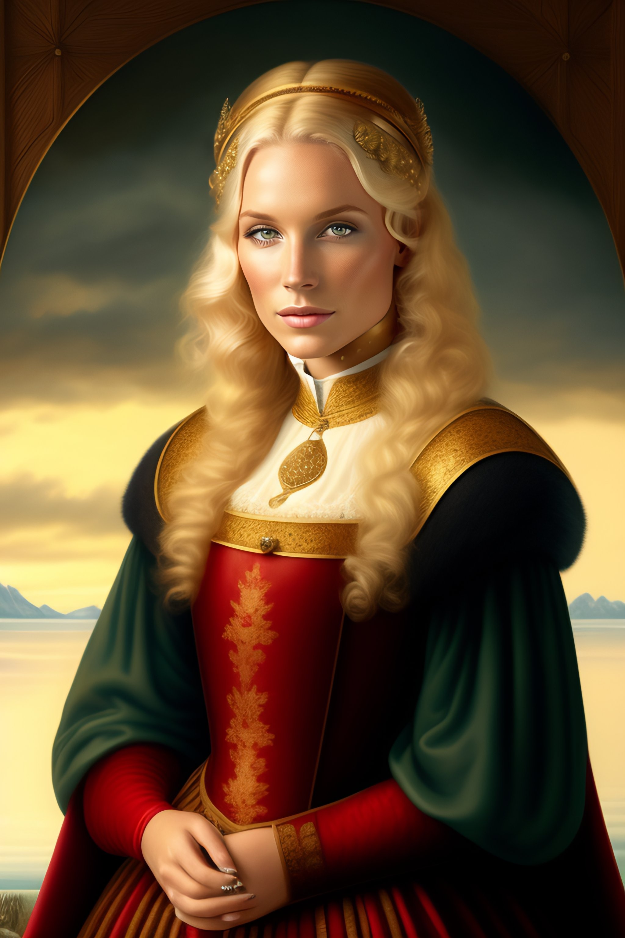 Lexica - Rebecca Louisa Ferguson Sundström with blond hair, medieval style