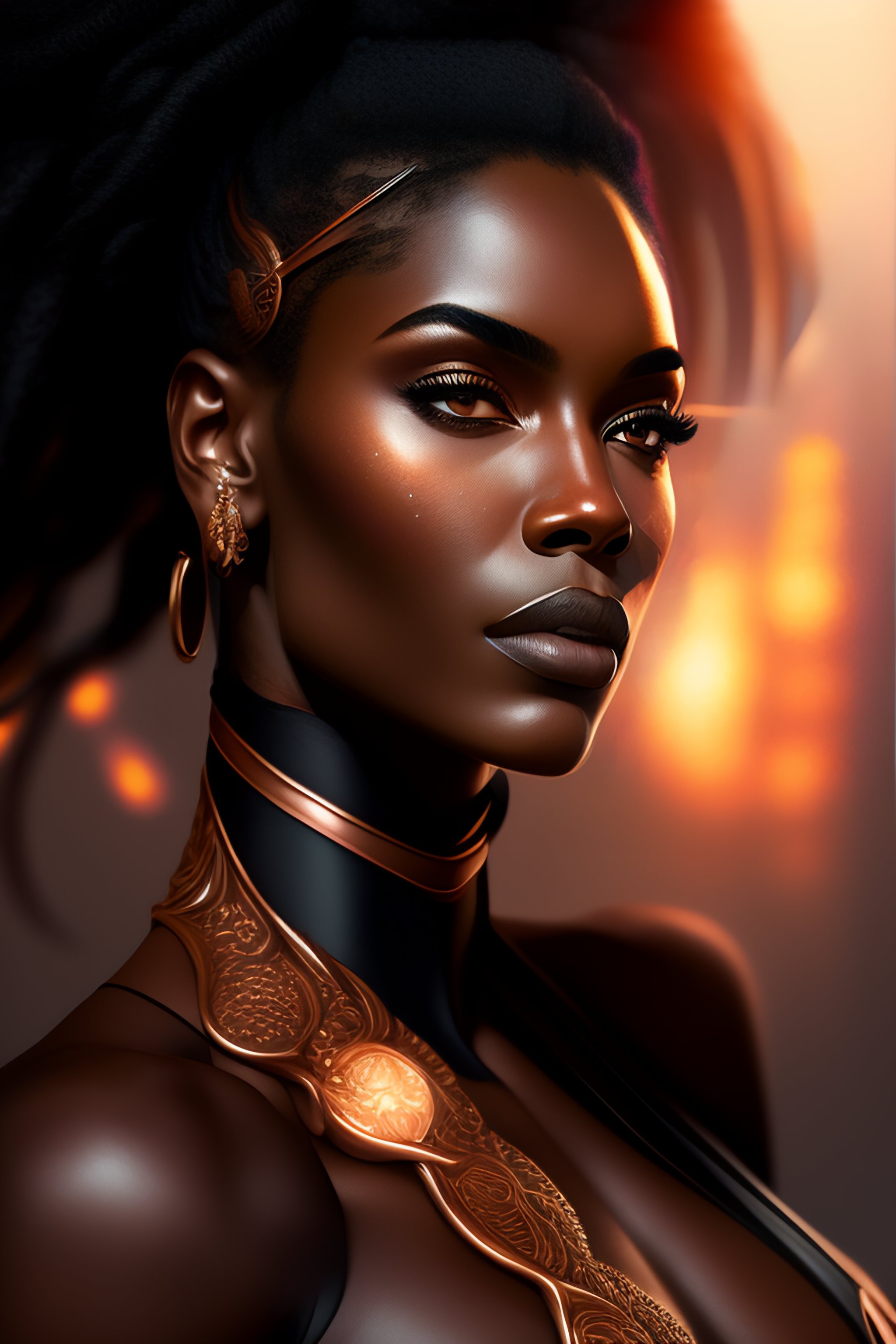 Lexica - Fulll body portrait of a sky muscular dark goddess, copper ...