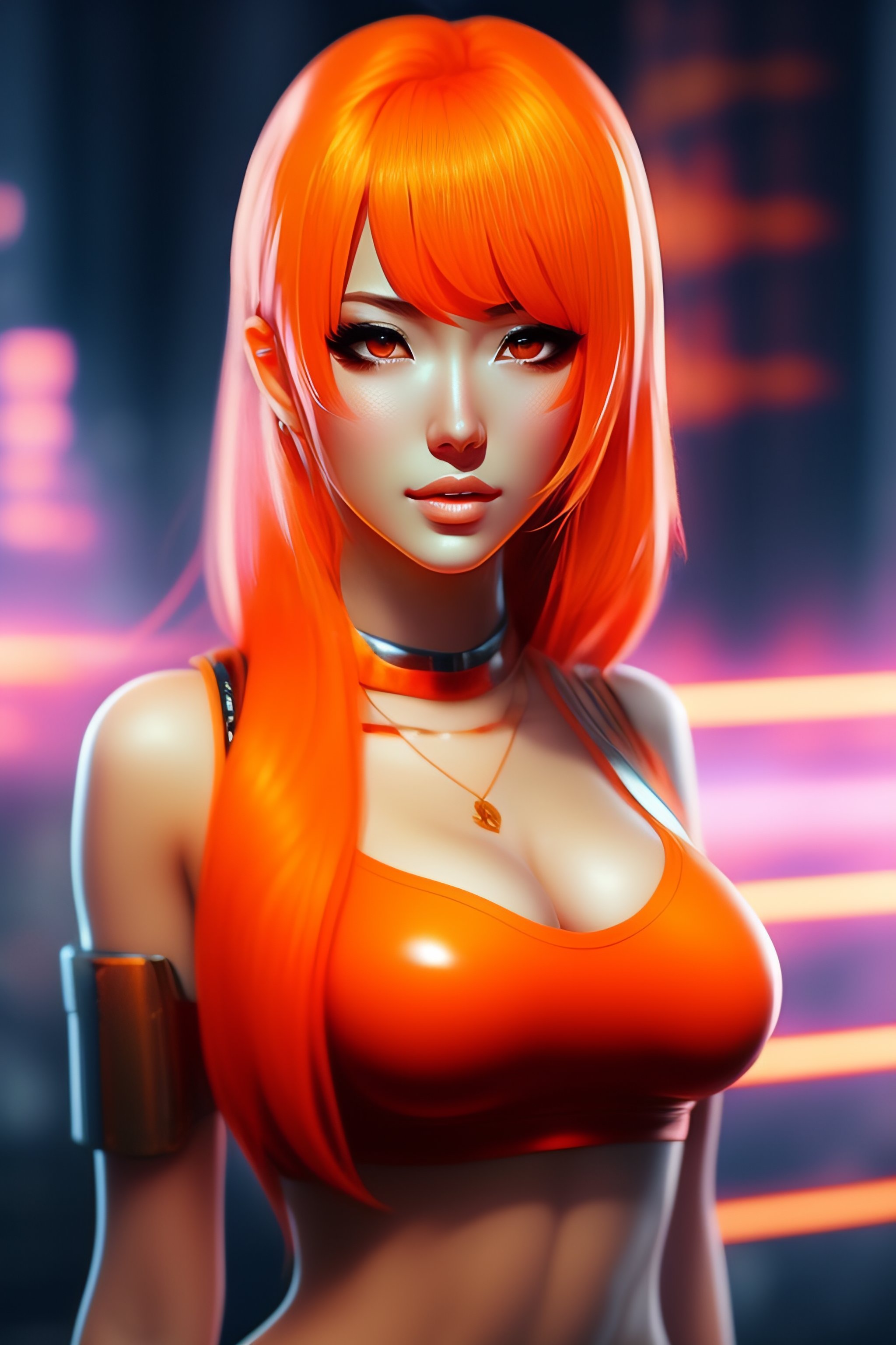 Lexica Anime Girl Sexy Full Body Body Shot Realistic Beautiful Body Anime Orange Hair