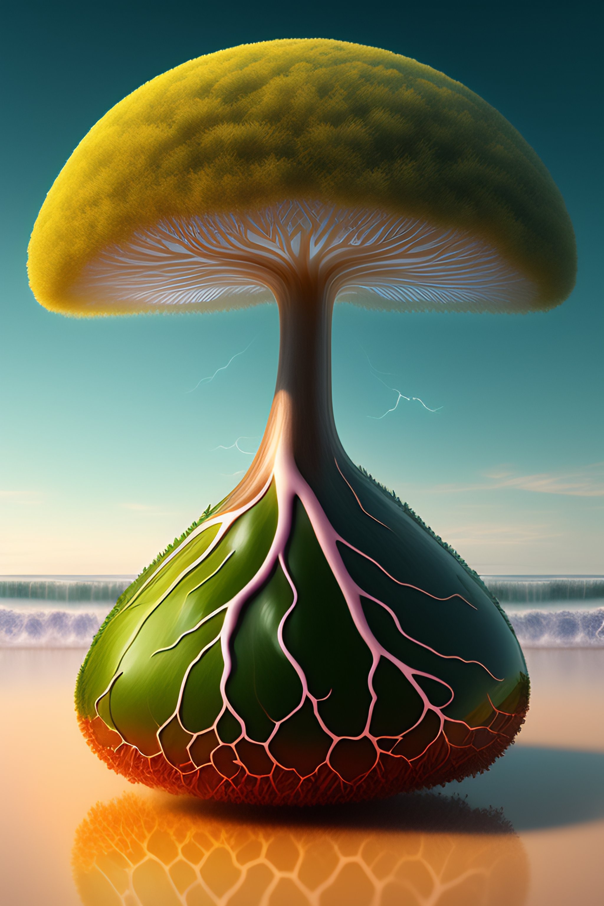 Lexica - Healthy power lightning tree roots heart fungi