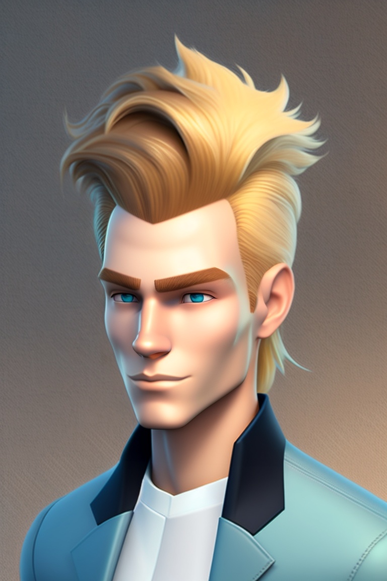 Lexica - Male character half-length and Blonde hair, for a cartoon