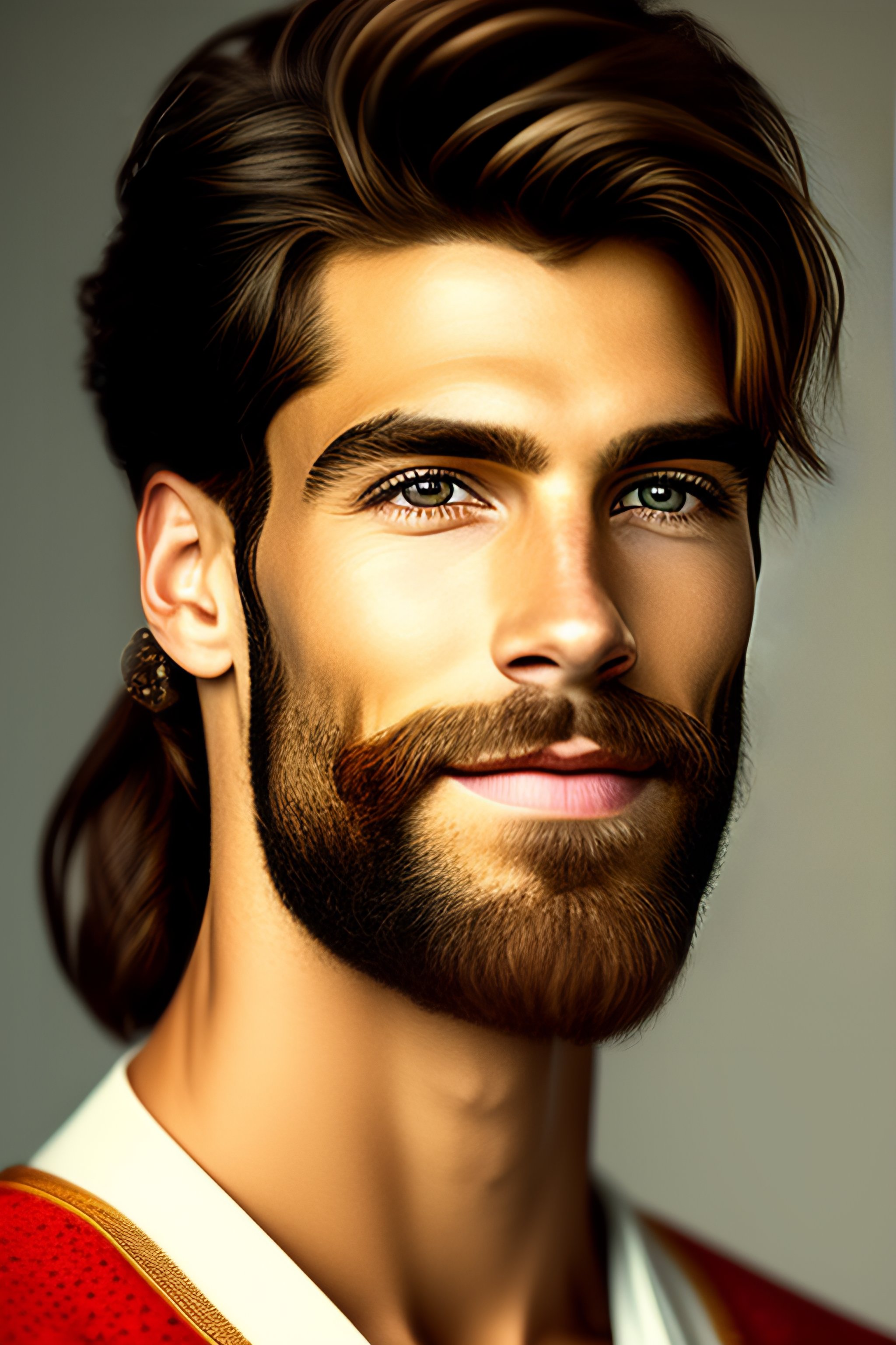 Lexica - Portrait of a male person from Jordon with a small beard smiling.