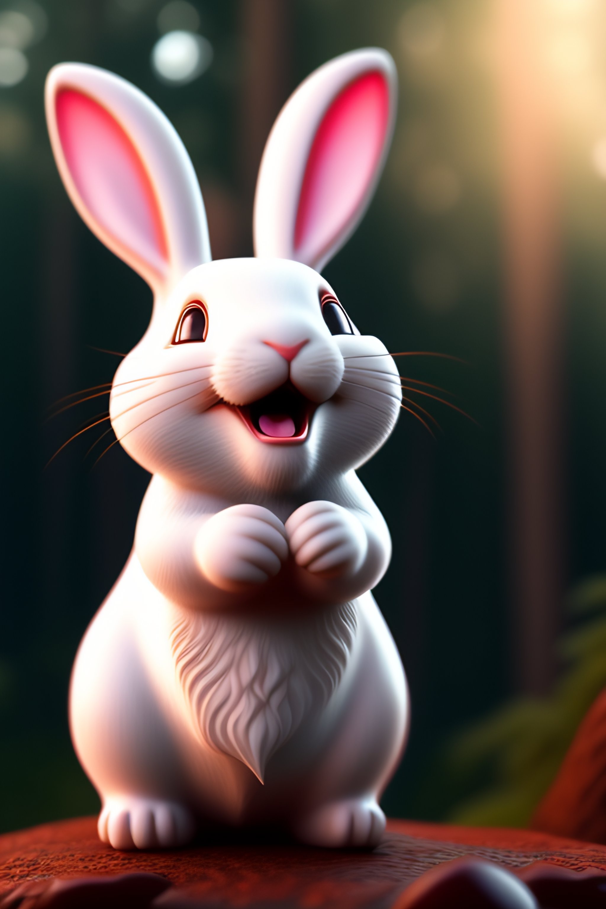 Lexica - 3d white rabbit, red eyes, pink nose, five fingers hands ...
