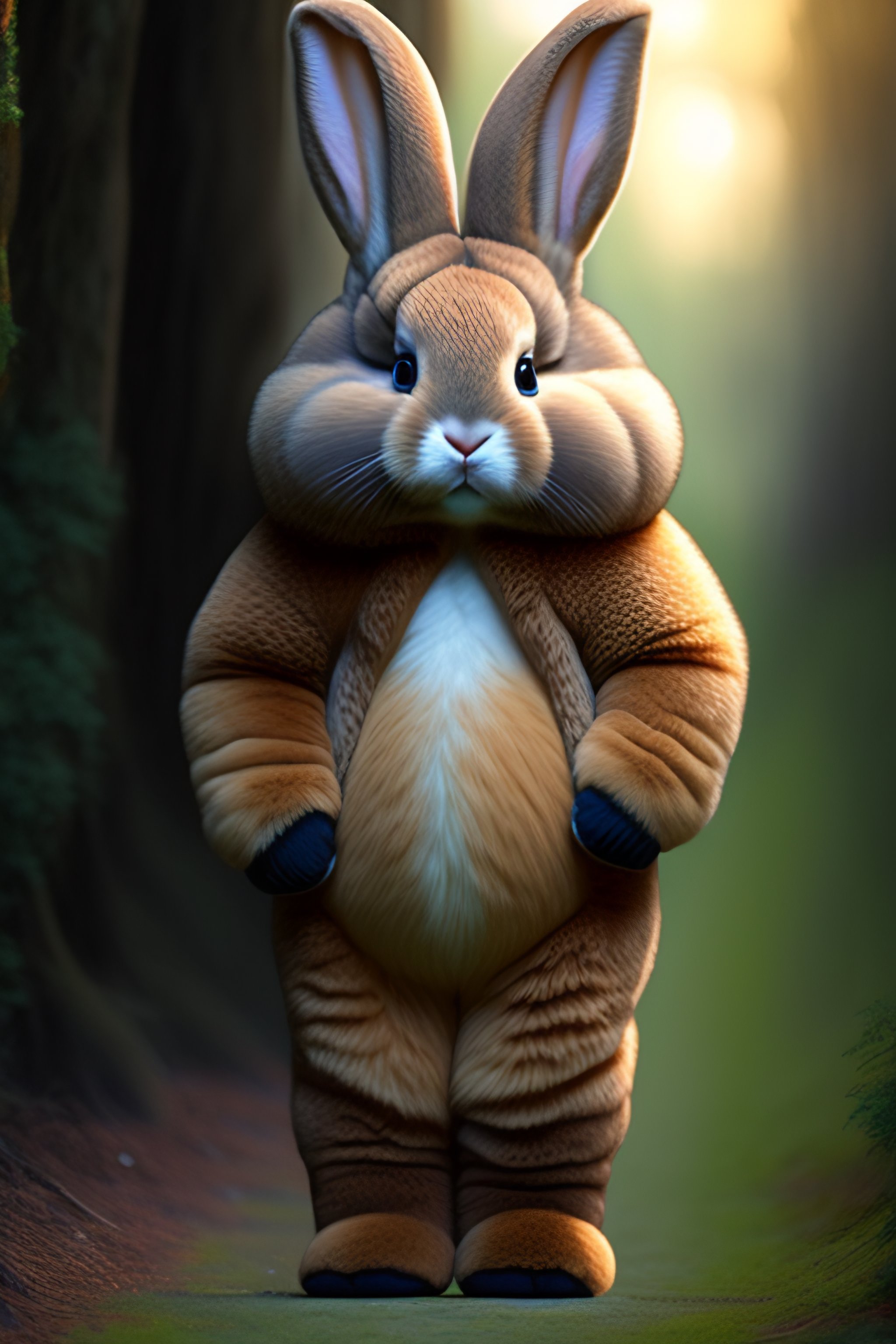 Lexica - Female proportion anthro bunny, big foot costume, fur