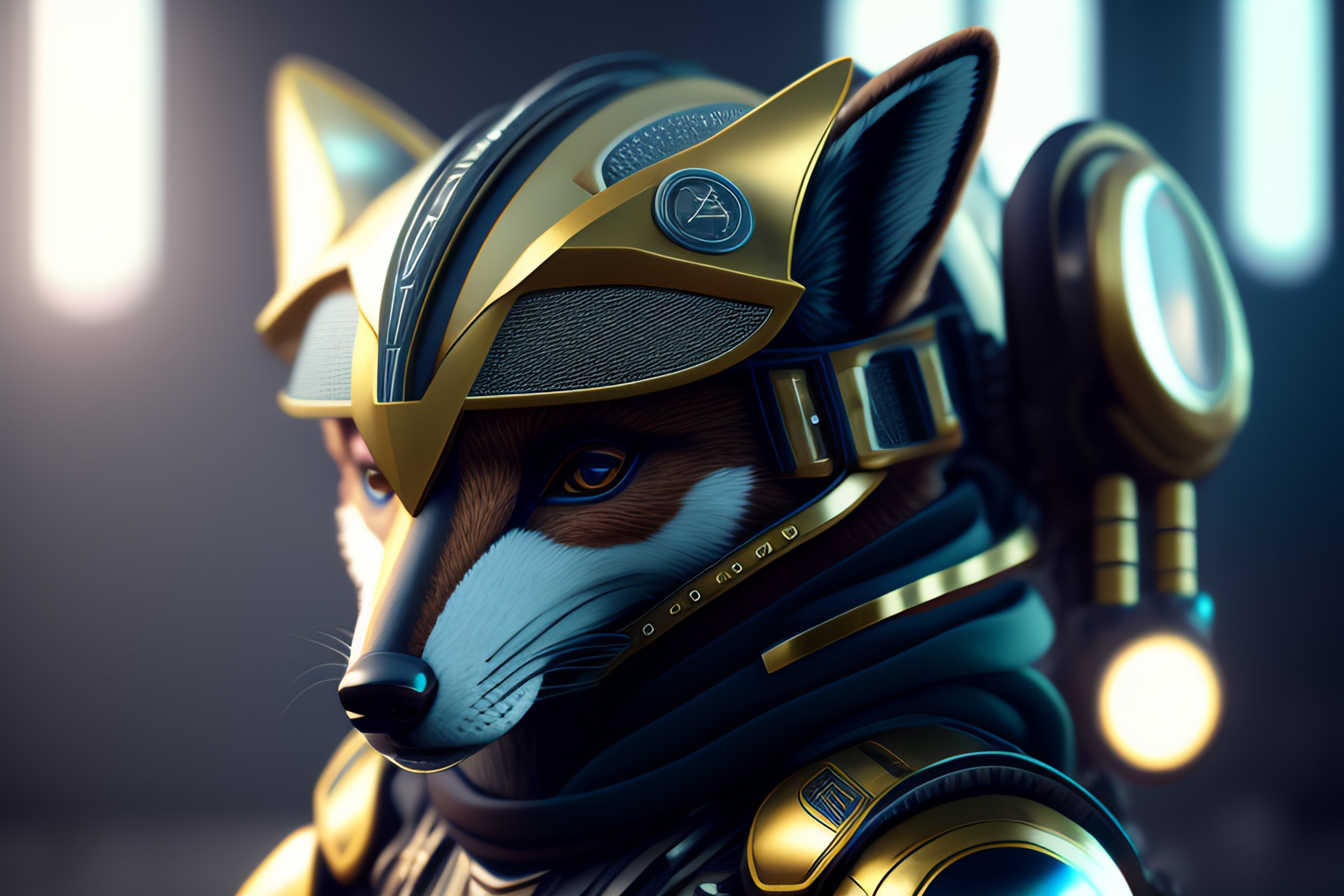 Lexica - Design fox with anthropomorphic helmet and visor, hyper ...