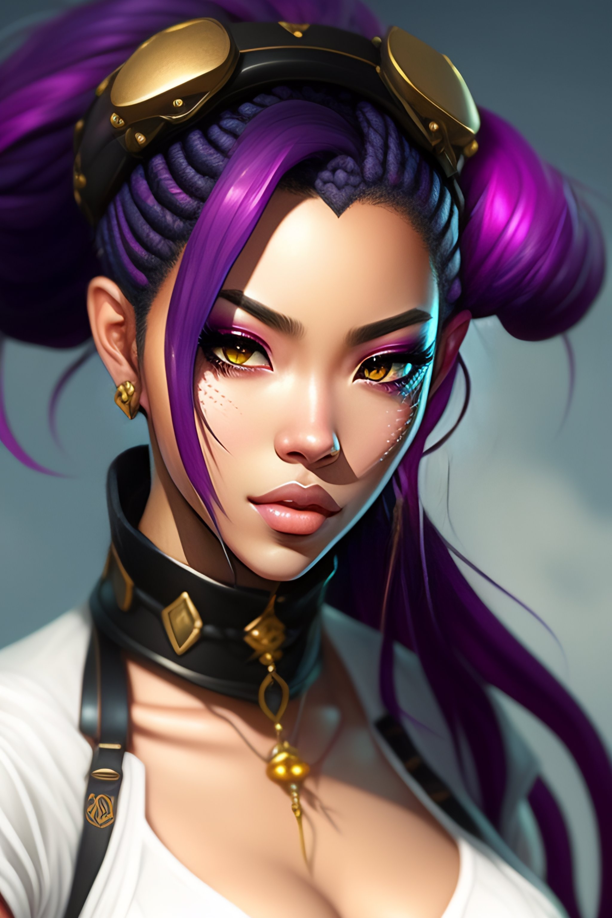 Premium Photo  Portrait anime jinx from league of legends braids grunge